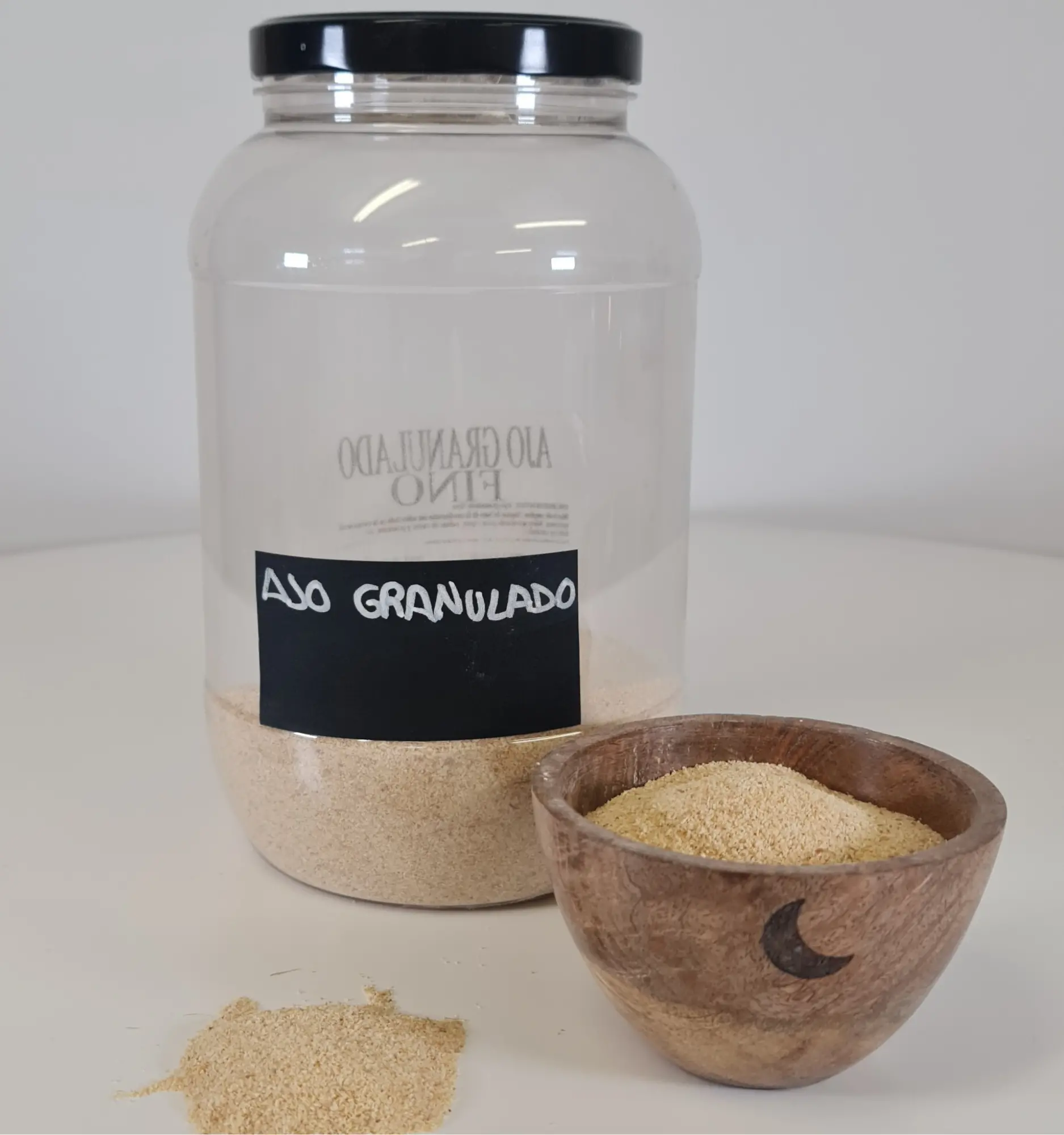 Ajo granulado cuenco y bote