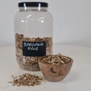 Bardana raiz cuenco y bote