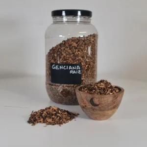 Genciana raíz bote y cuenco