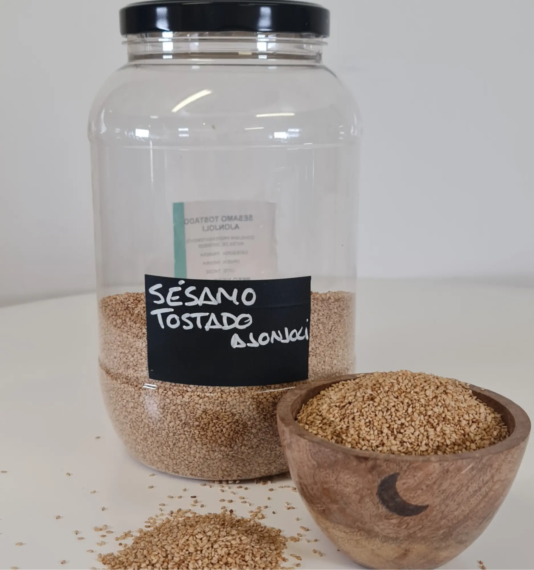 Sésamo tostado bote y cuenco