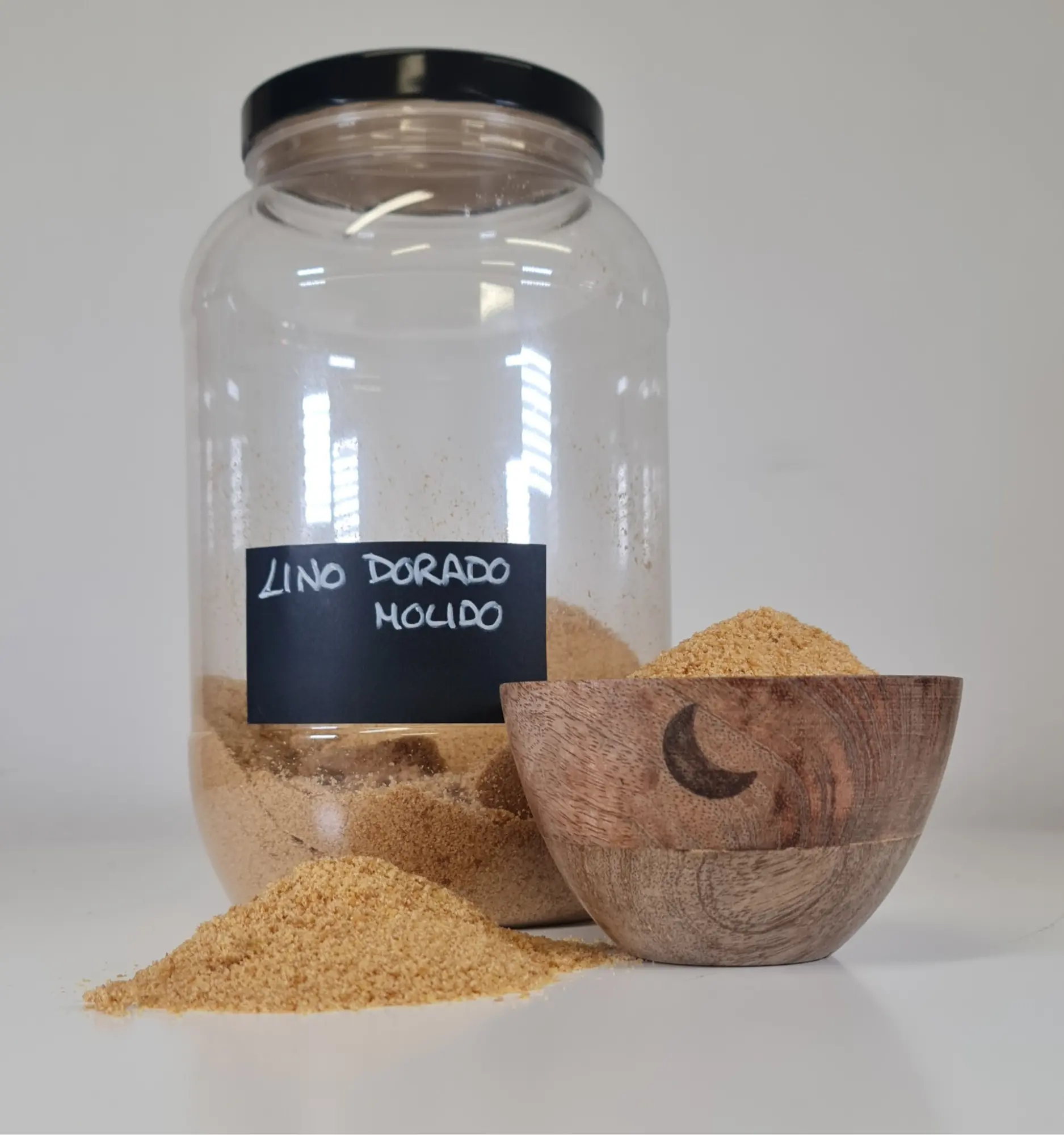 Lino dorado molido bote y cuenco