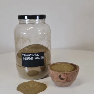 Pimienta verde molida bote y cuenco