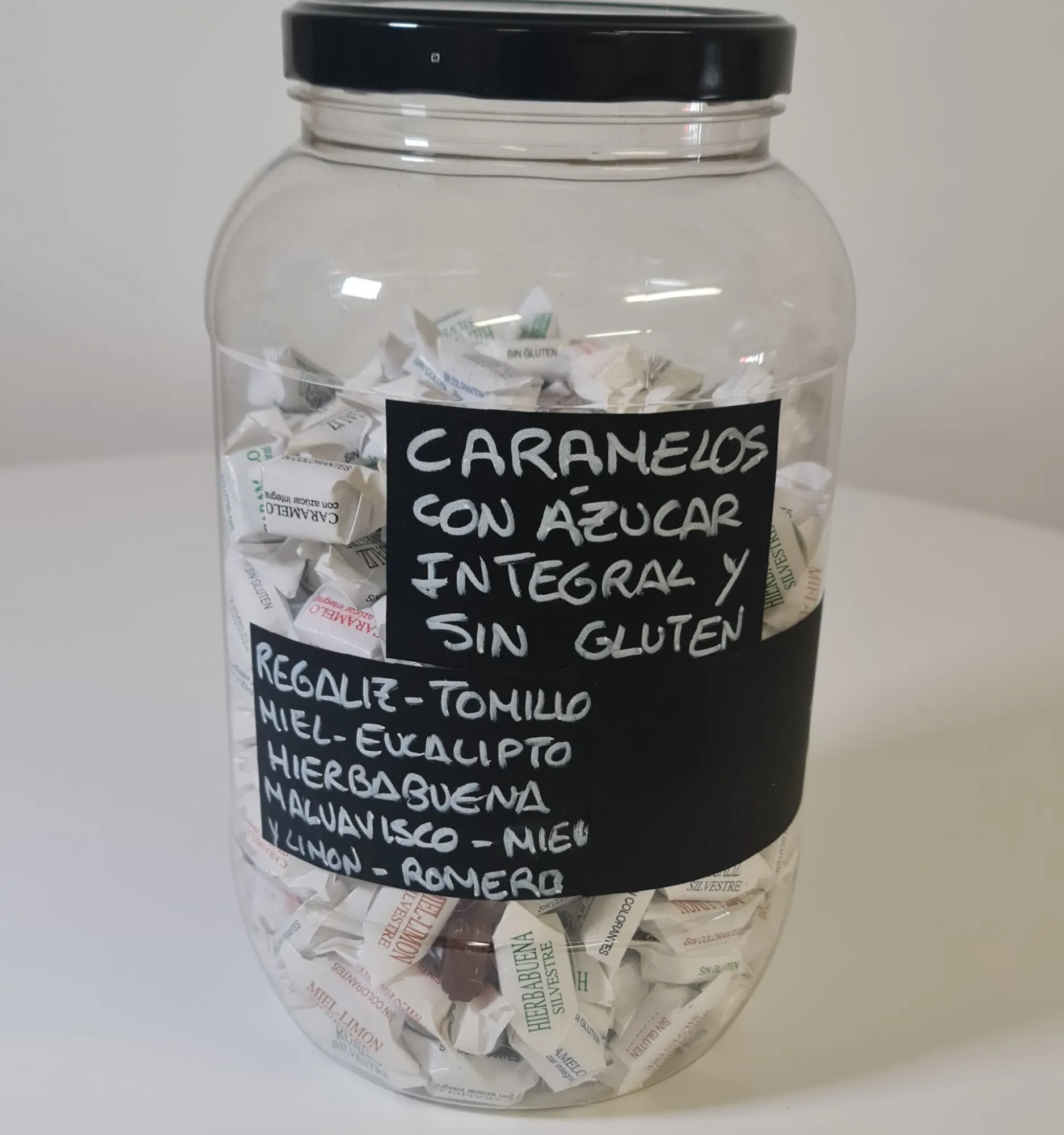 Caramelos con azucar integral y sin glutén bote