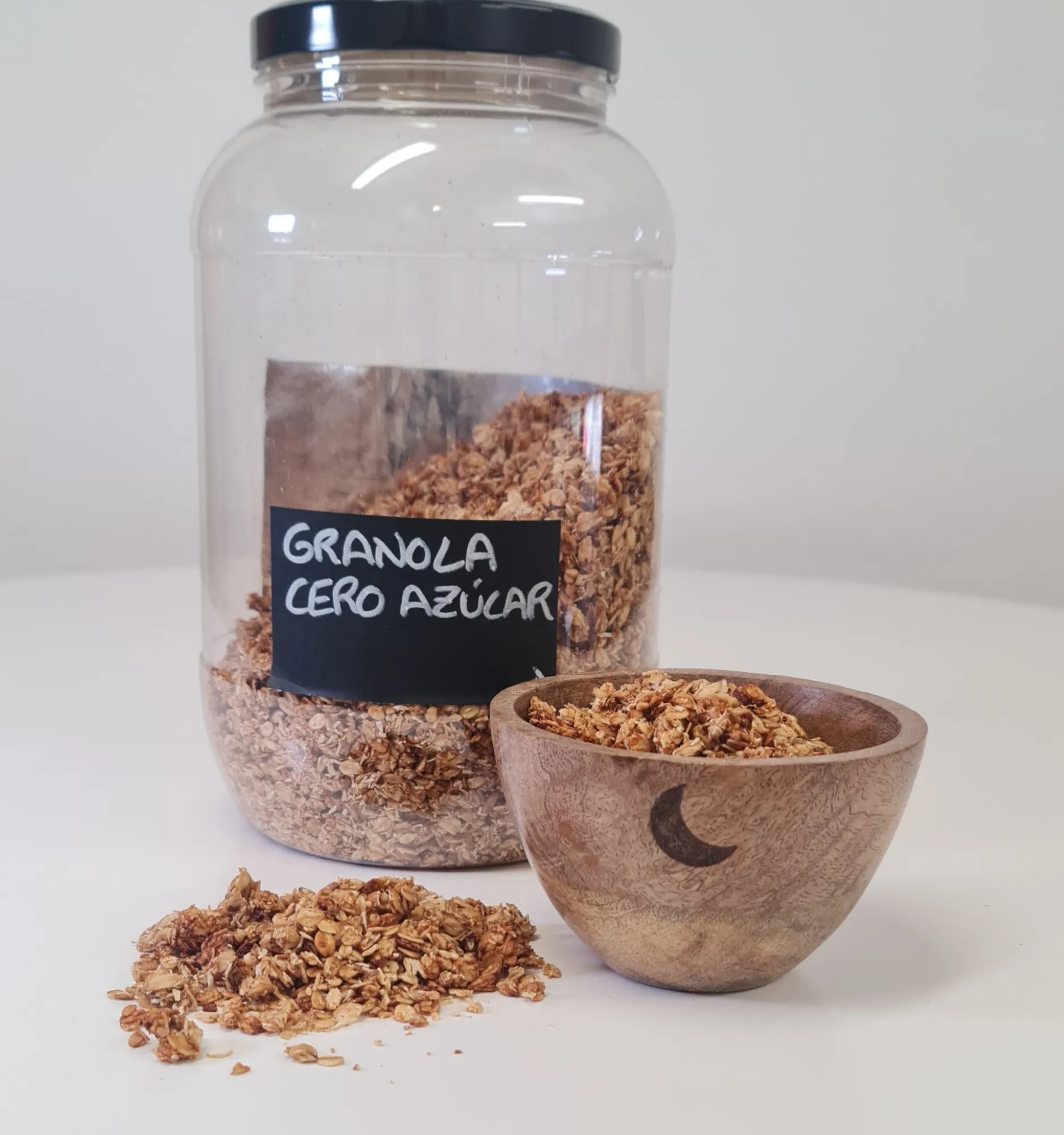 Granola cero azúcar bote y cuenco