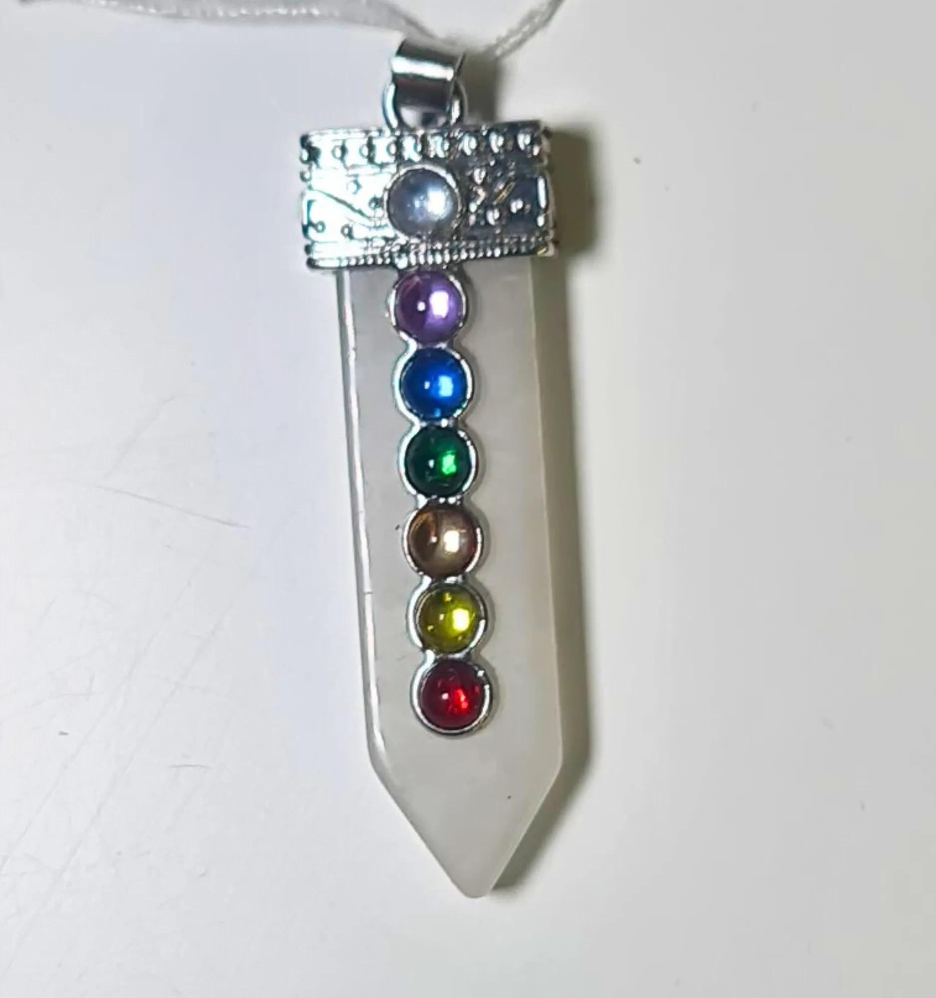Colgante 7 chakras y cuarzo blanco