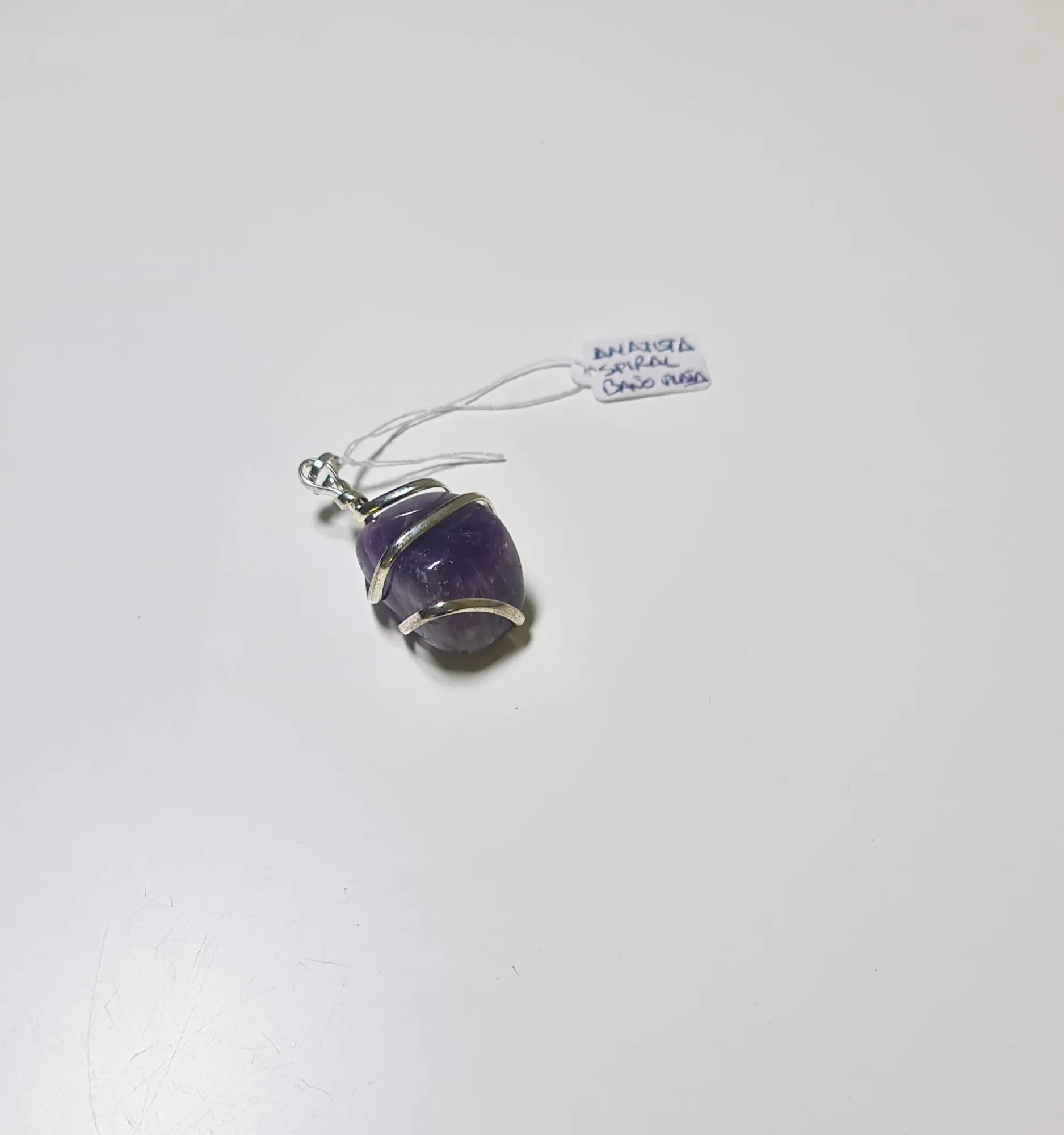 Colgante Amatista Espiral Baño de Plata