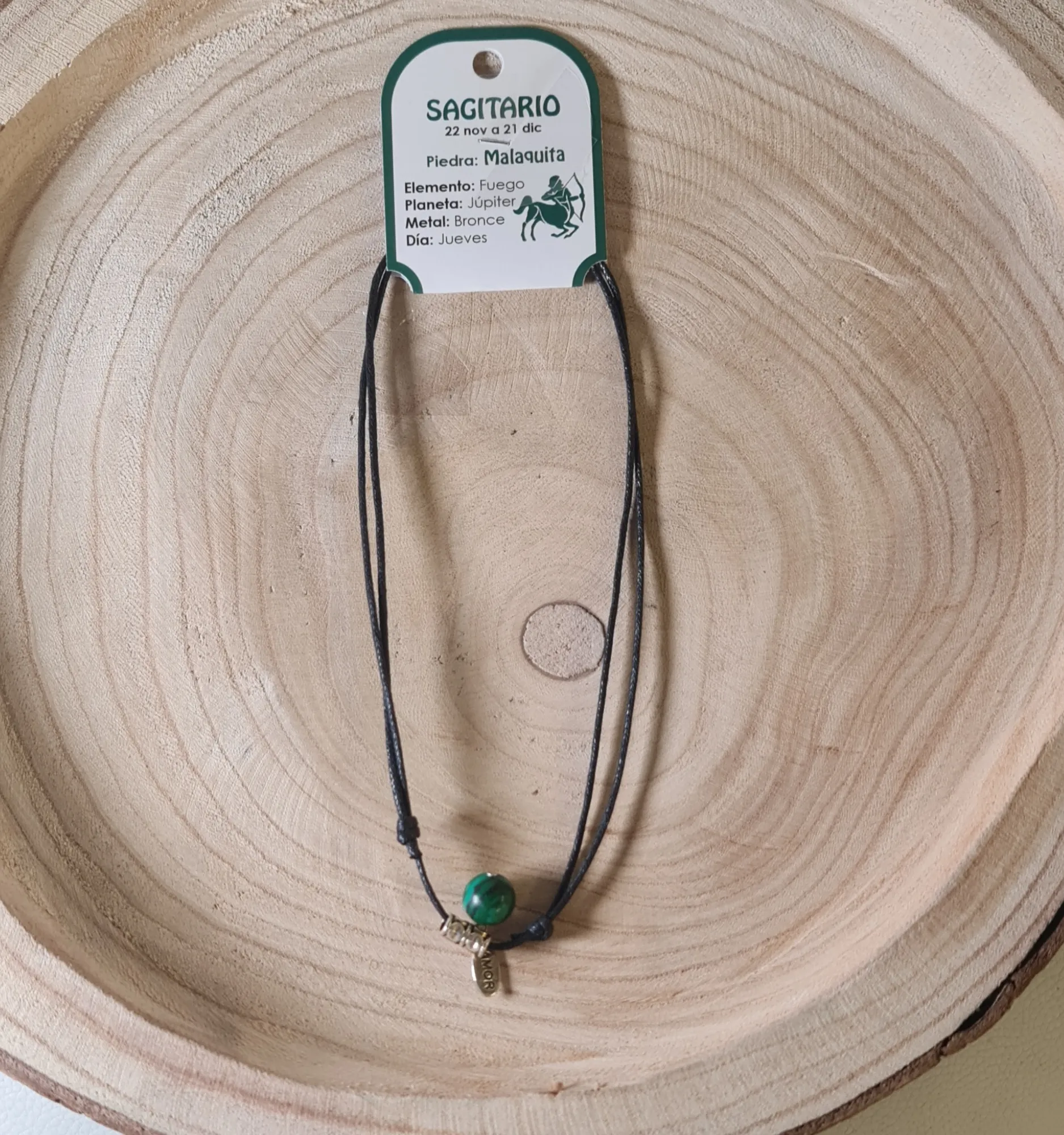 Collar Sagitario malaquita