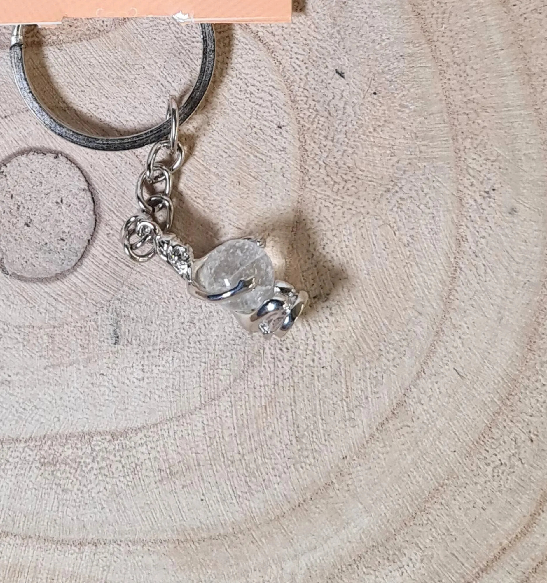 Llavero Virgo cuarzo blanco