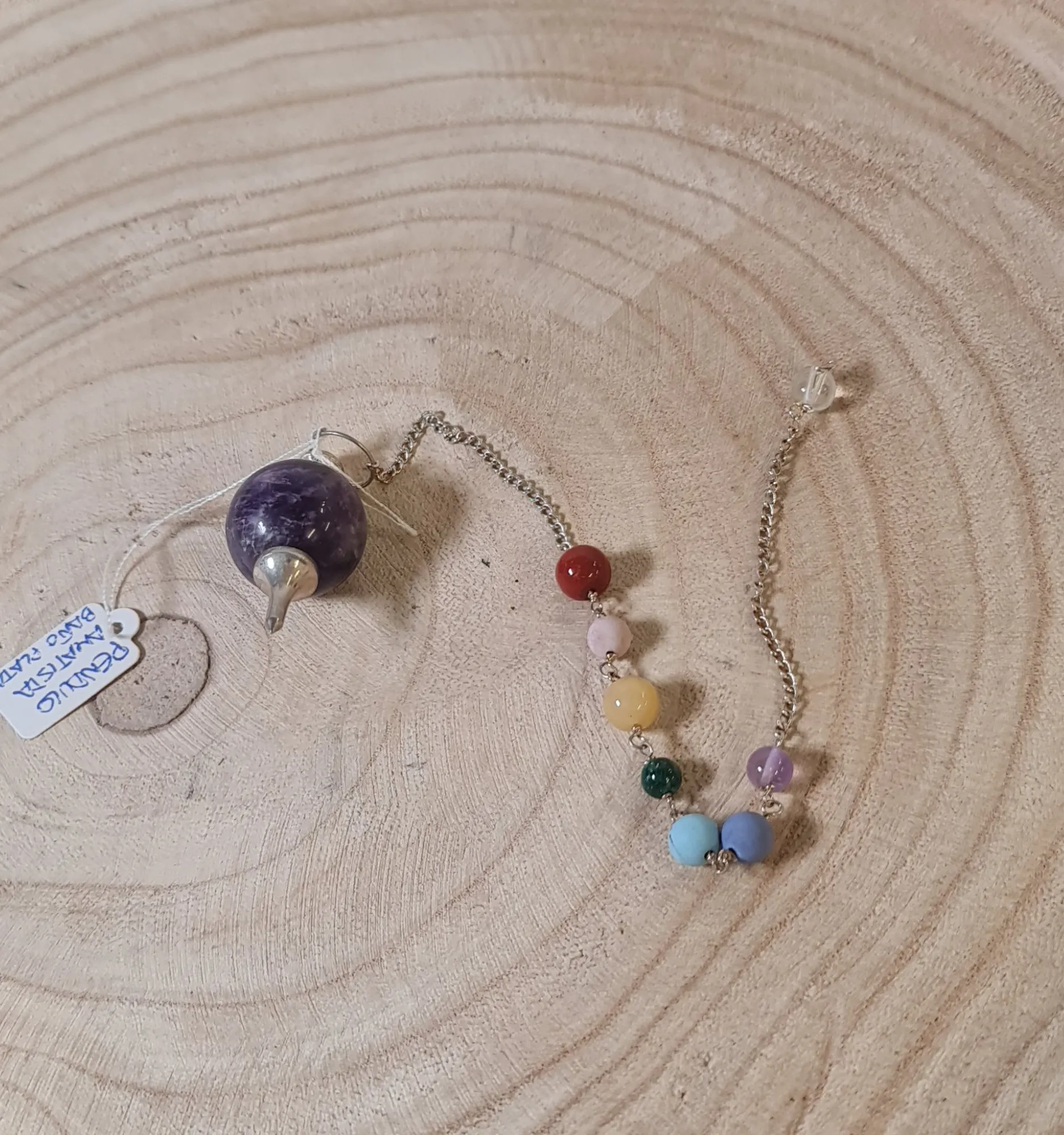 Péndulo amatista bañada en plata