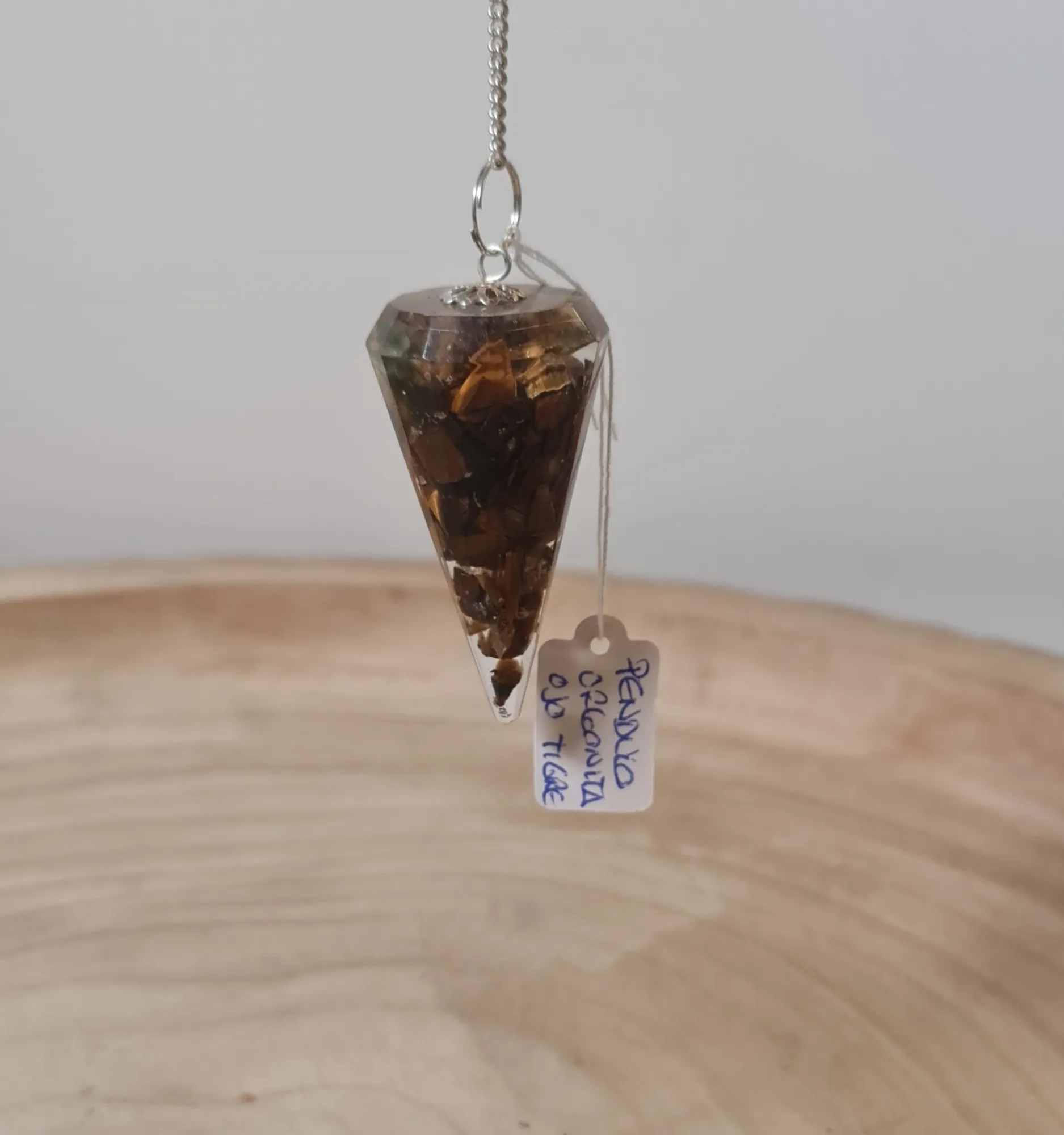 Péndulo orgonita ojo de tigre