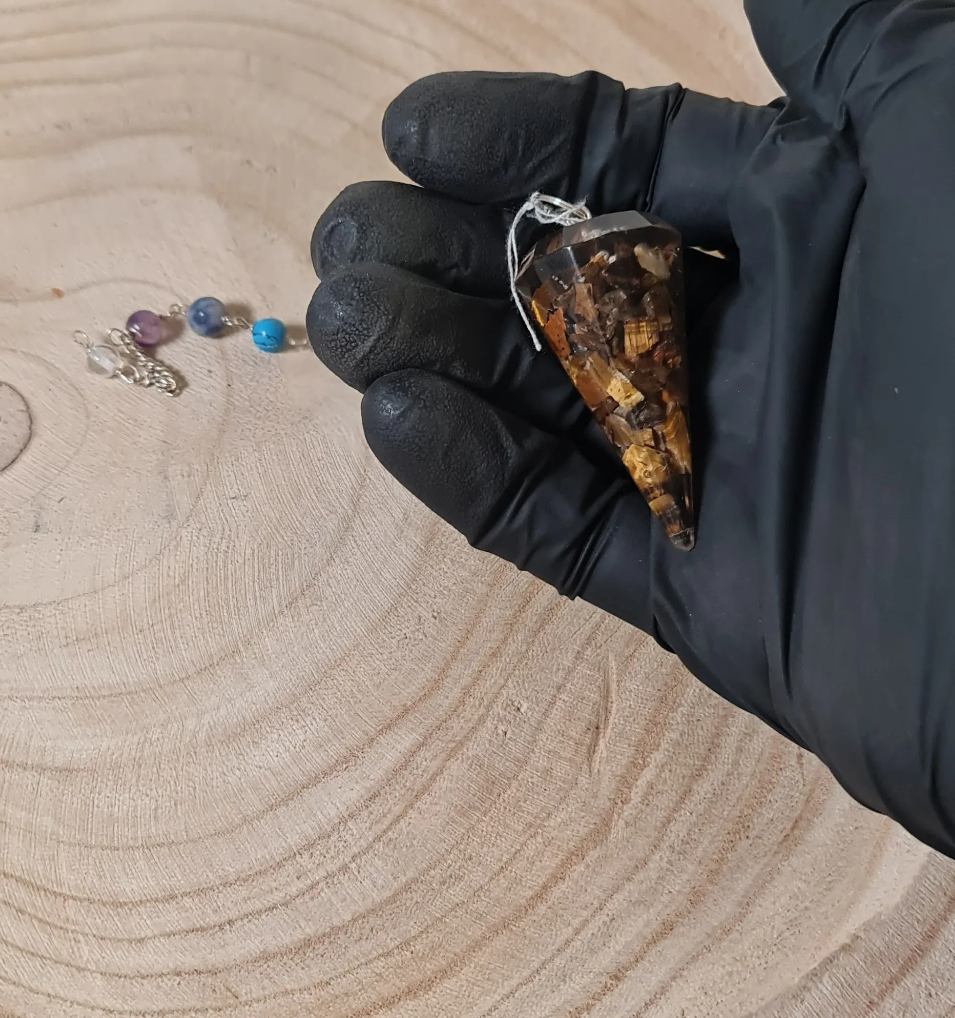 Péndulo orgonita ojo de tigre