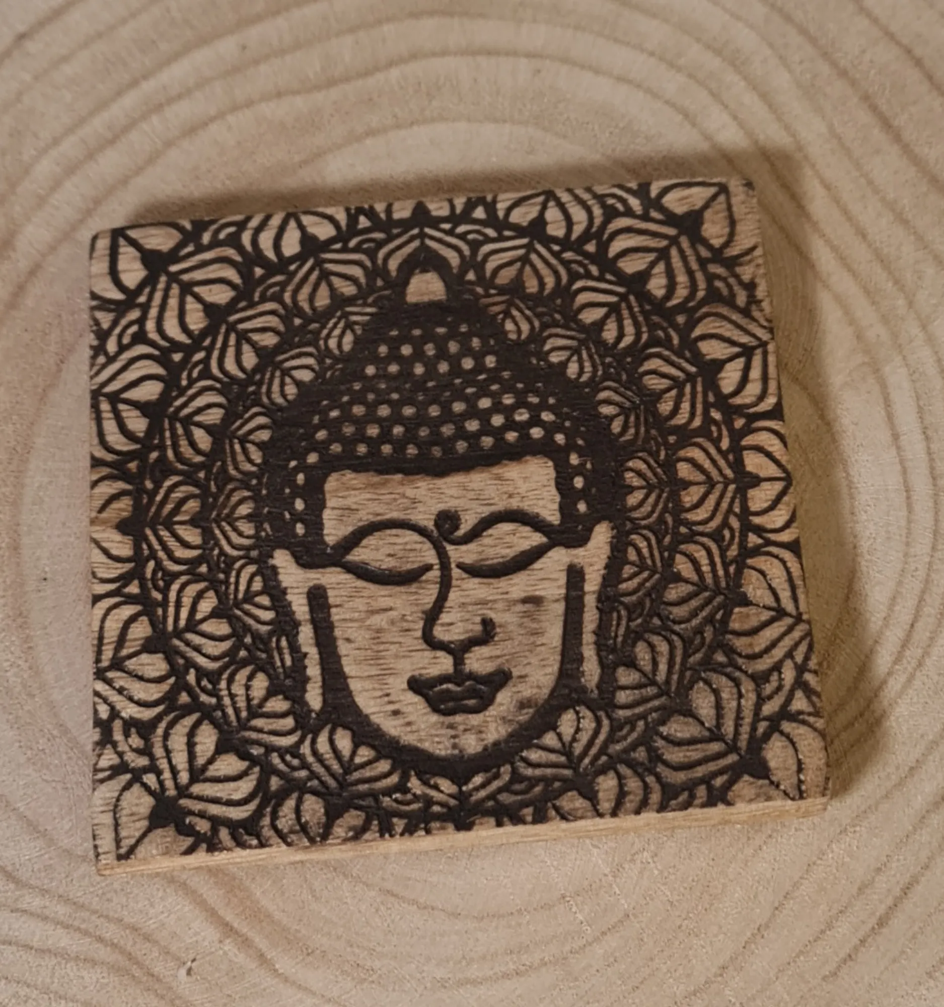 Posavasos Cabeza de Buda Madera