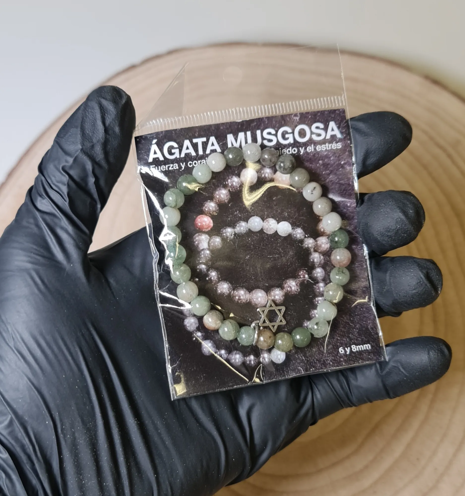 Pulsera Ágata Musgosa con Estrella de David