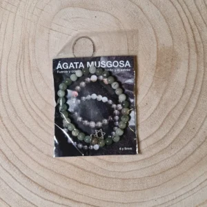Pulsera Ágata Musgosa con Estrella de David