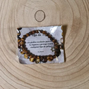 Pulsera Ojo de Tigre Con Estrella de David