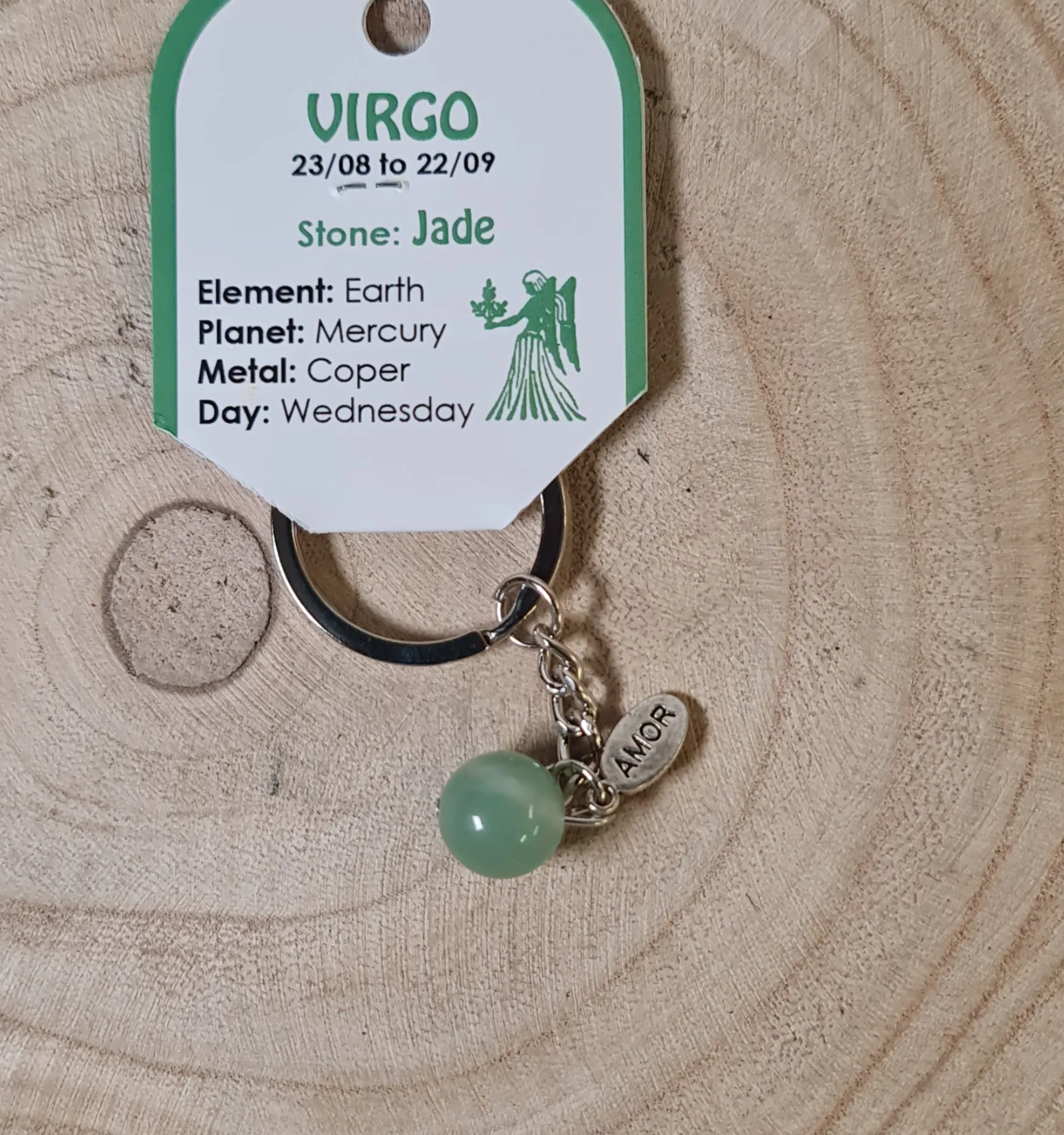 Llavero Virgo jade
