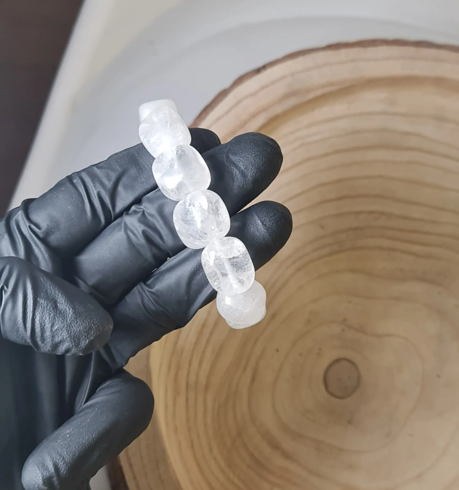 Pulsera cuarzo blanco piedras