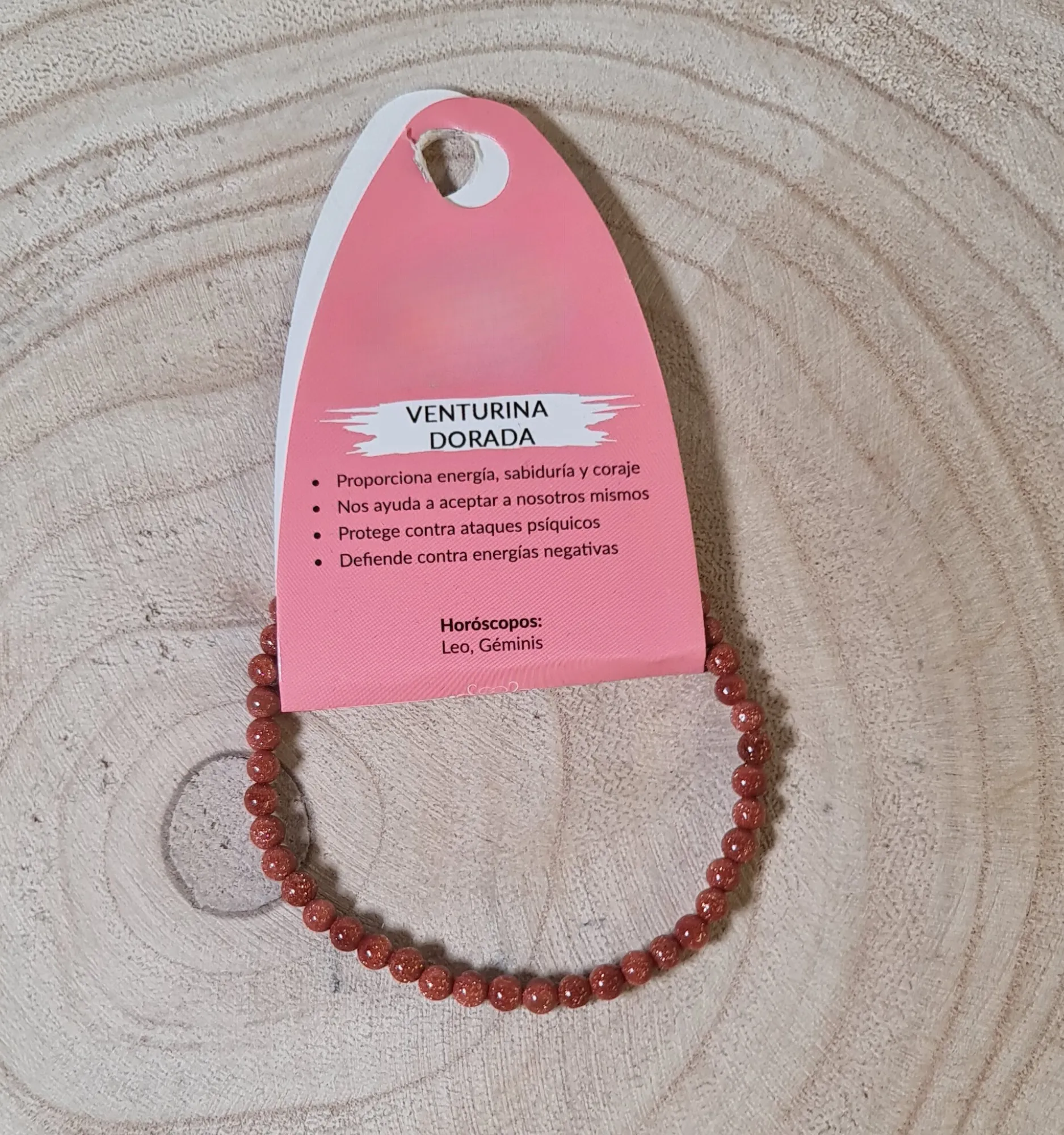 Pulsera de venturina dorada