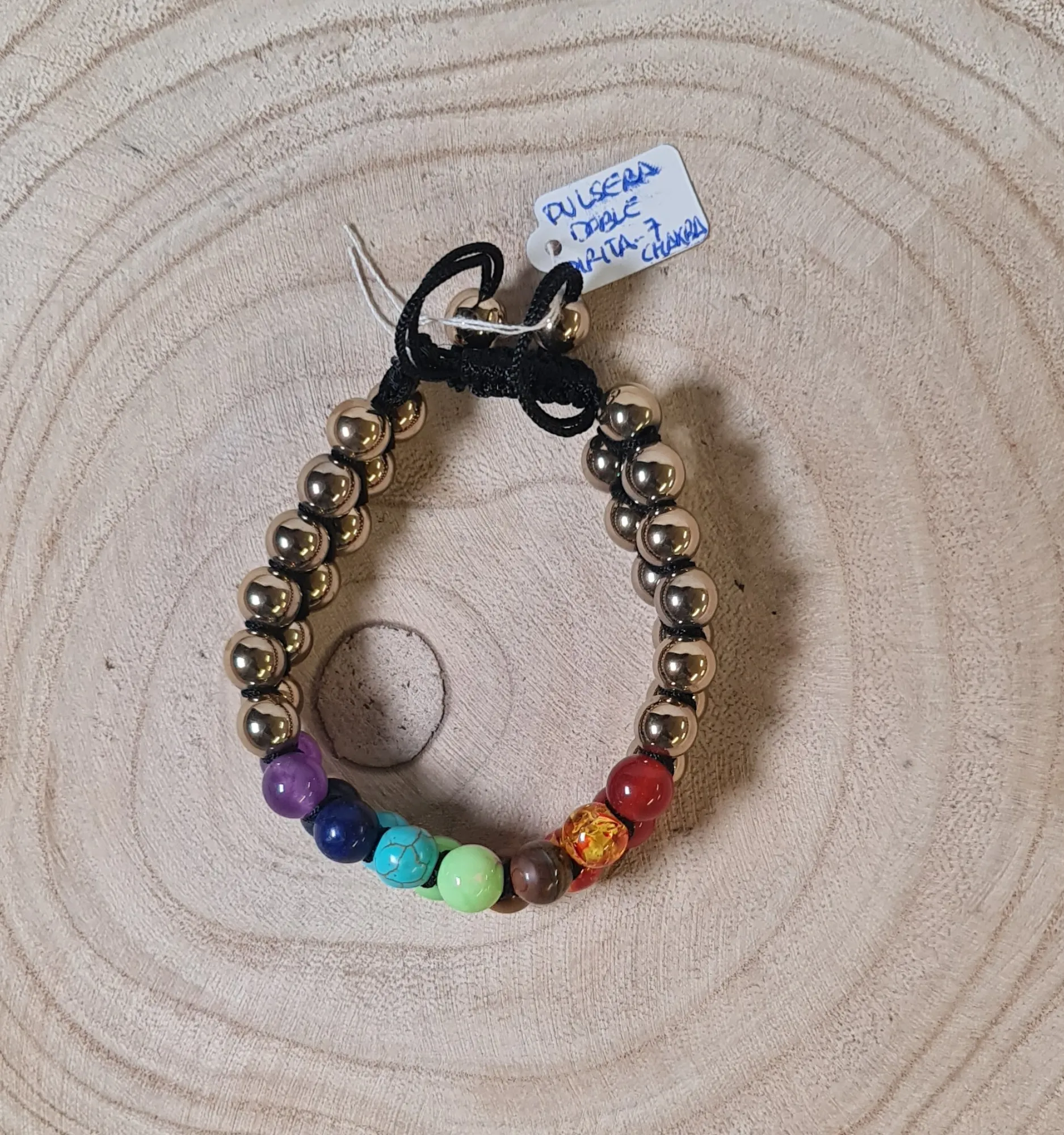 Pulsera doble pirita y 7 chakras
