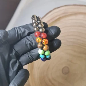 Pulsera doble pirita y 7 chakras