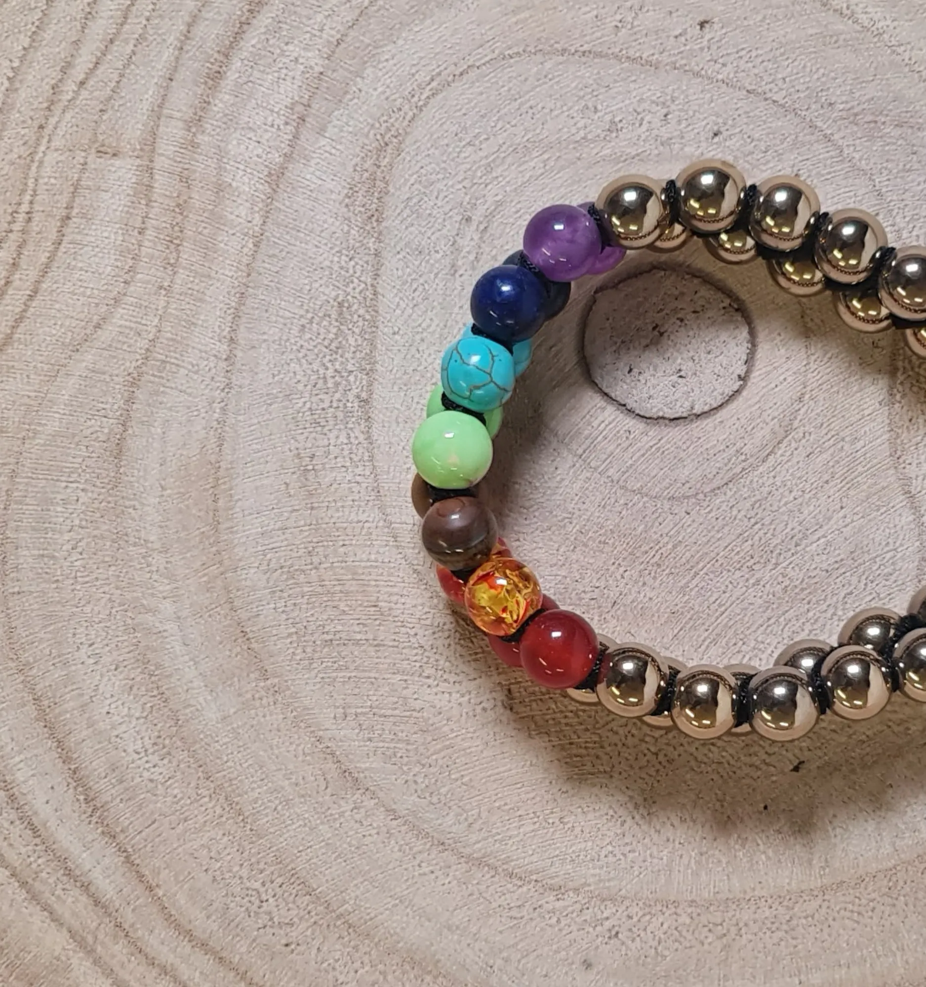 Pulsera doble pirita y 7 chakras