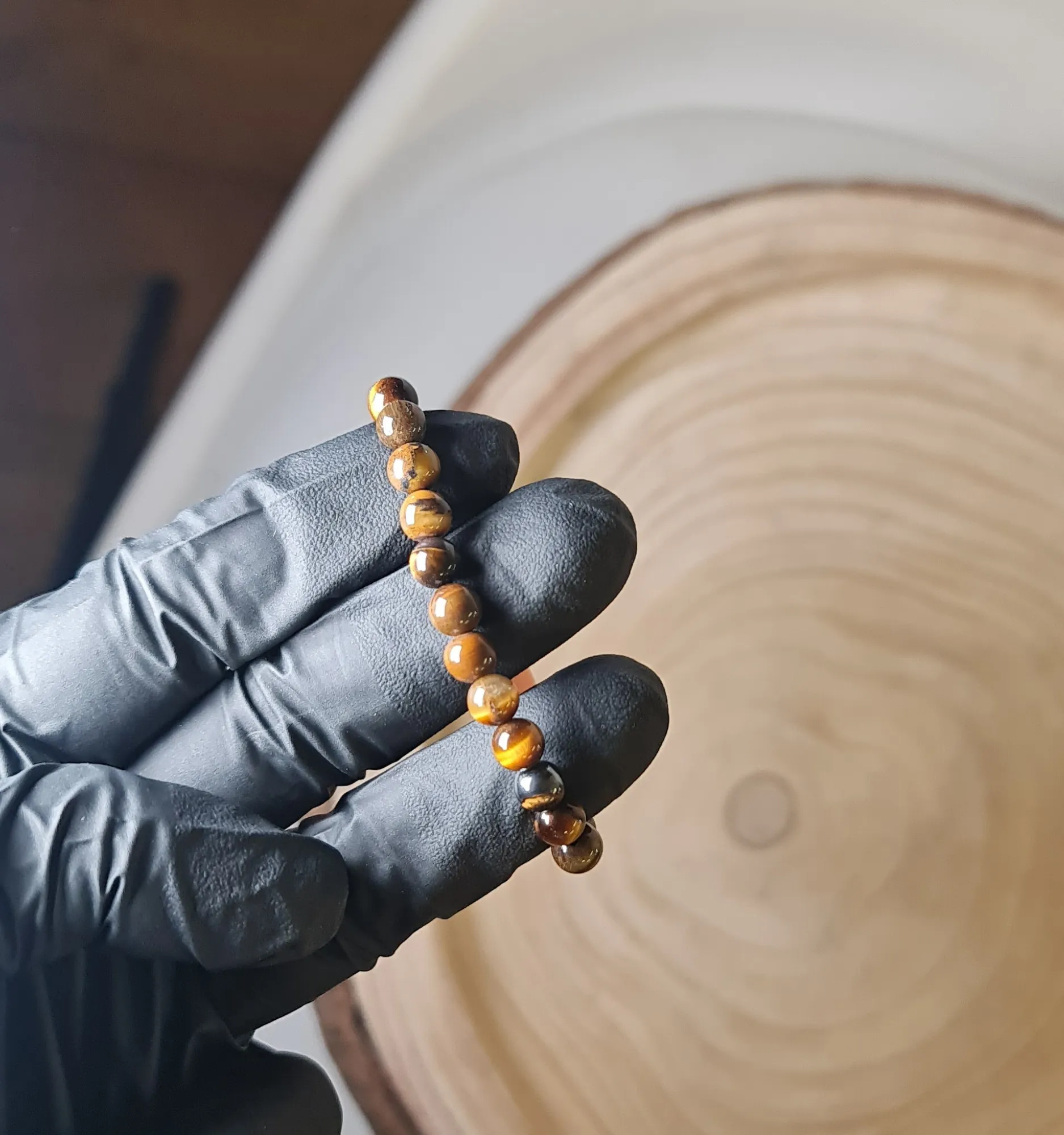 Pulsera ojo de tigre pulido grande