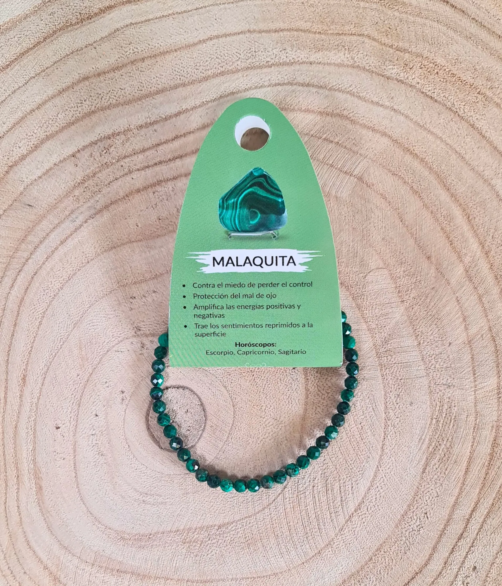 Pulsera Malaquita Facetada 4mm