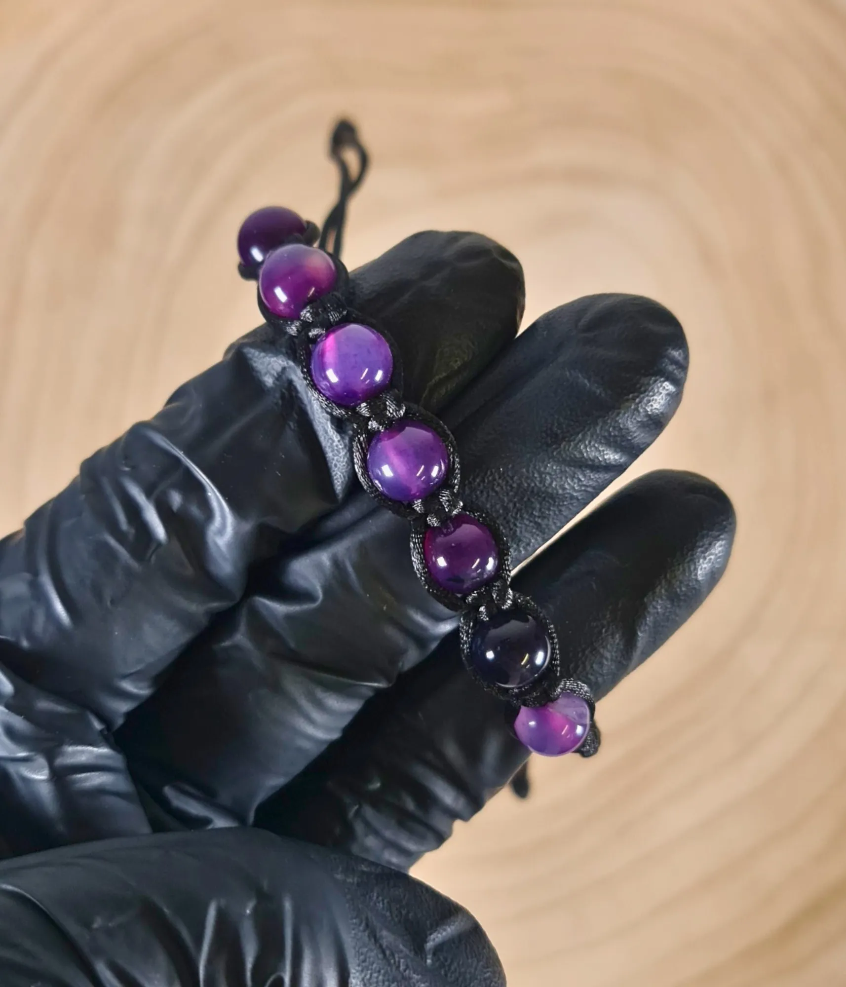 Pulsera Ágata Morada Macramé 8mm