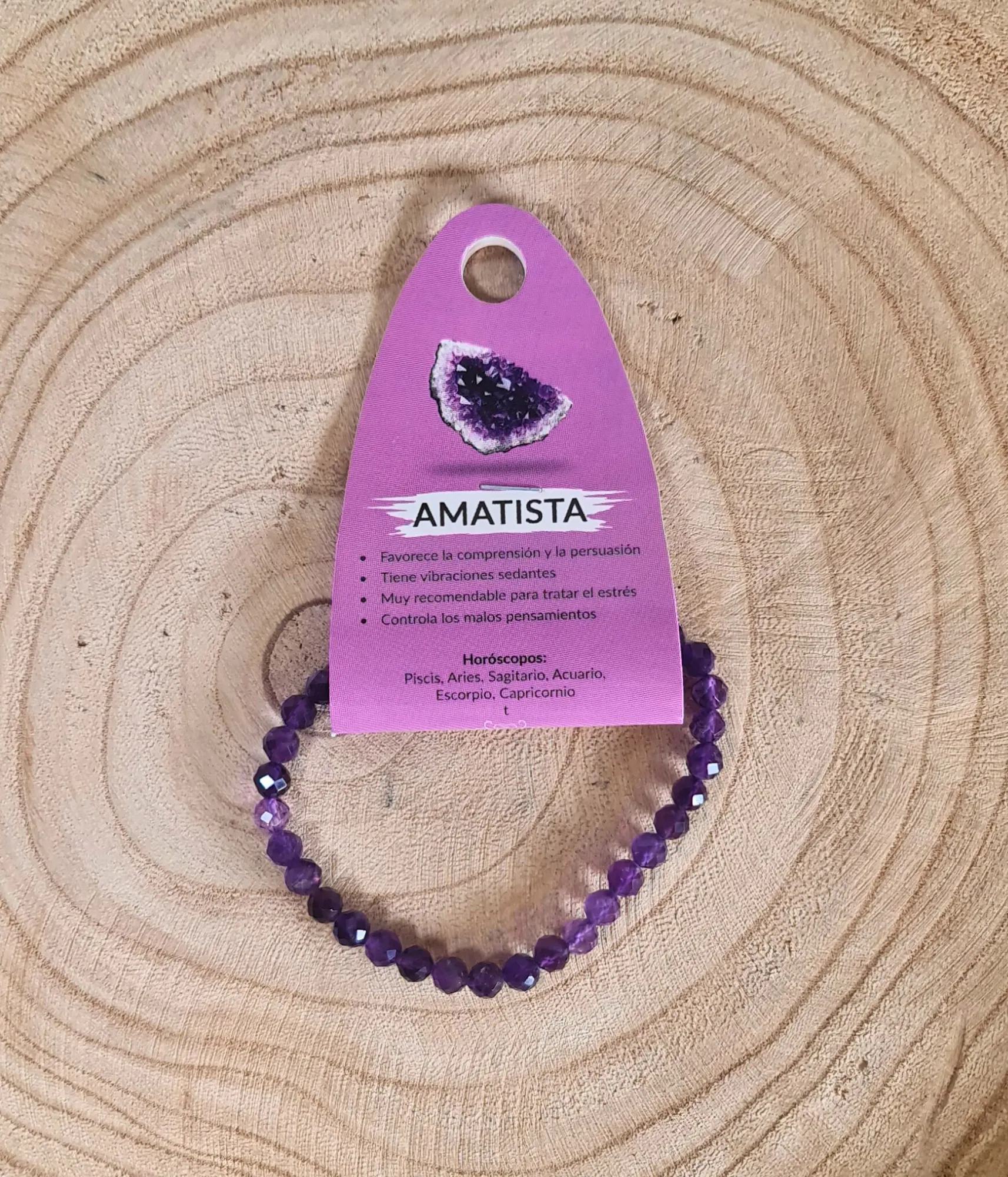 Pulsera Amatista Facetada 6mm