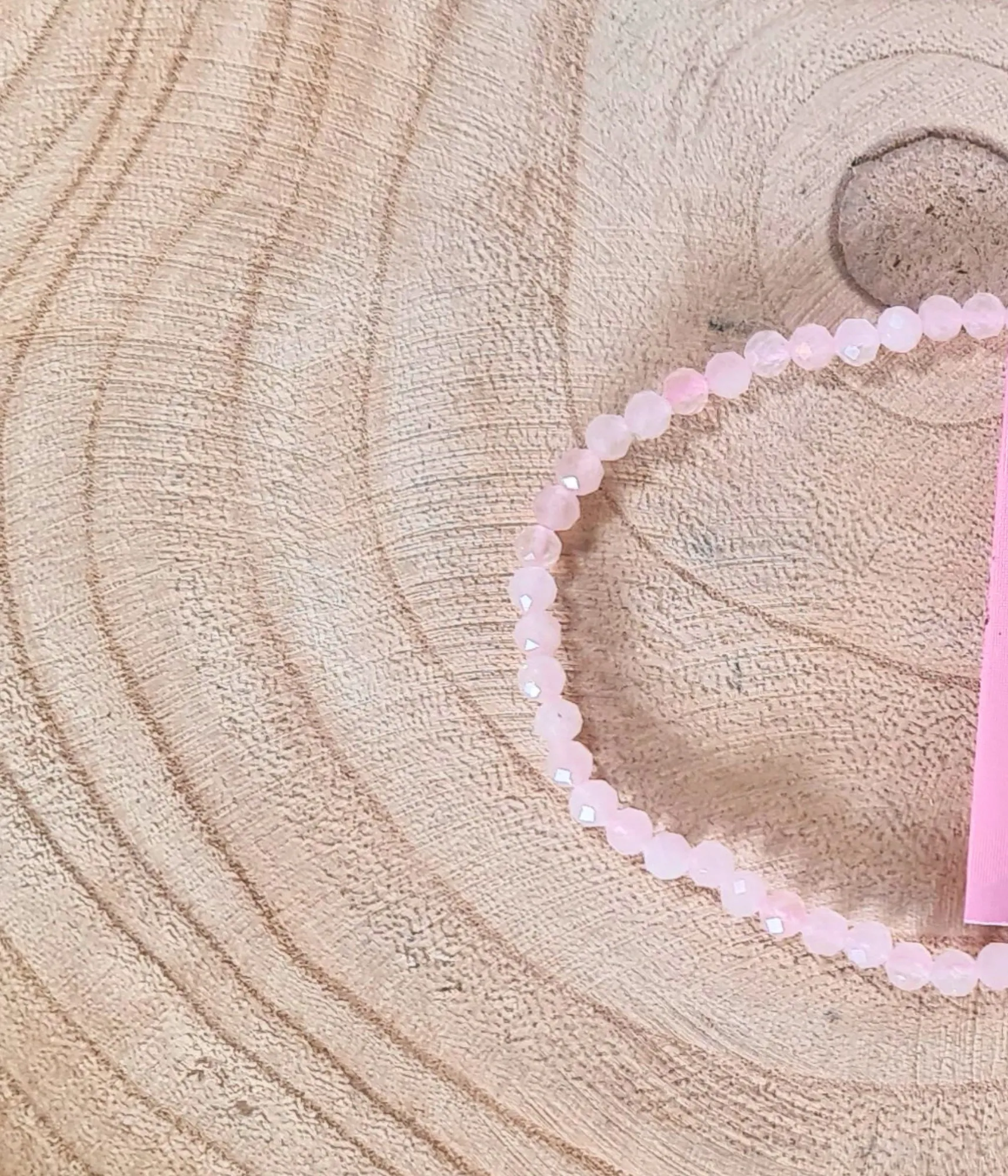 Pulsera Cuarzo Rosa Facetada 6mm