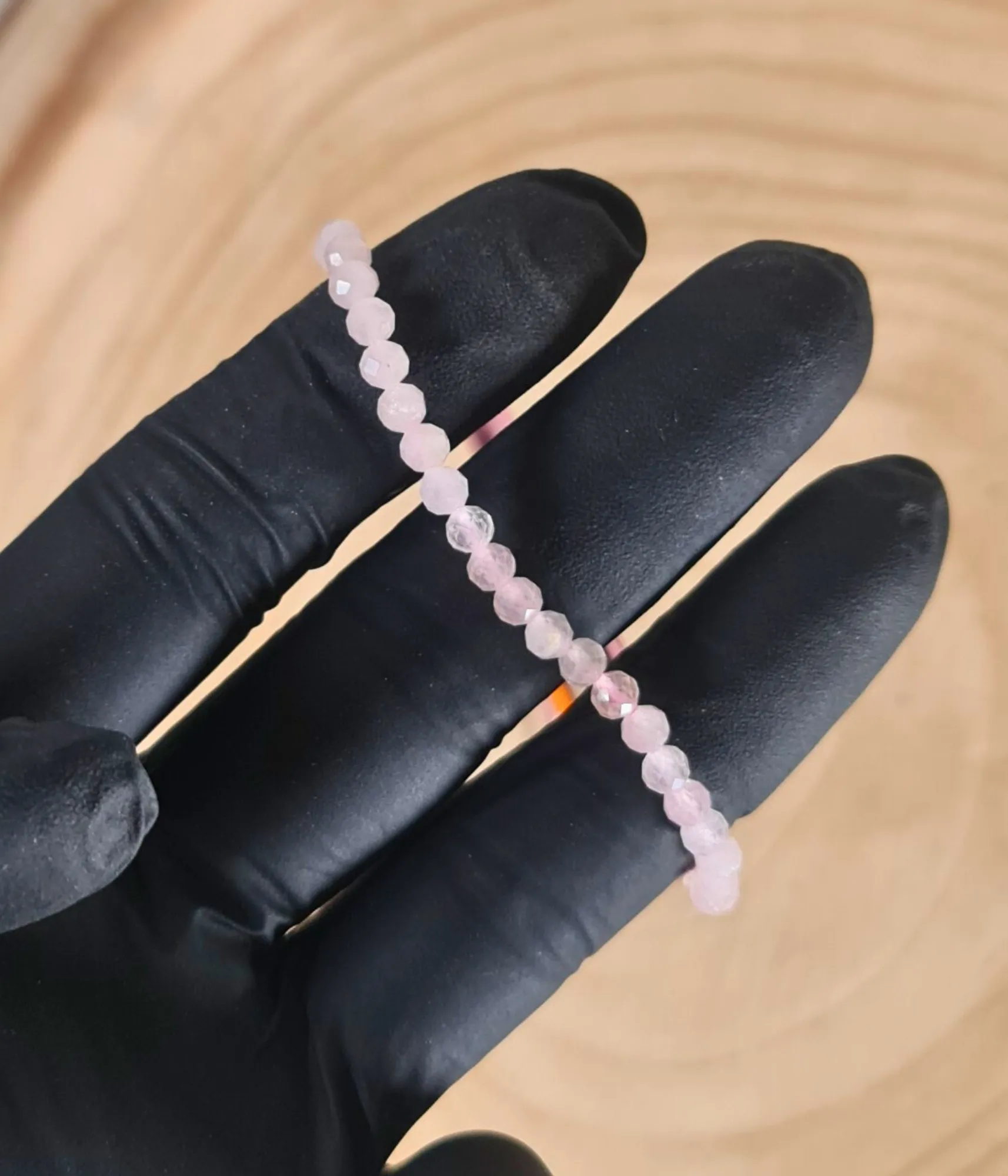 Pulsera Cuarzo Rosa Facetada 6mm