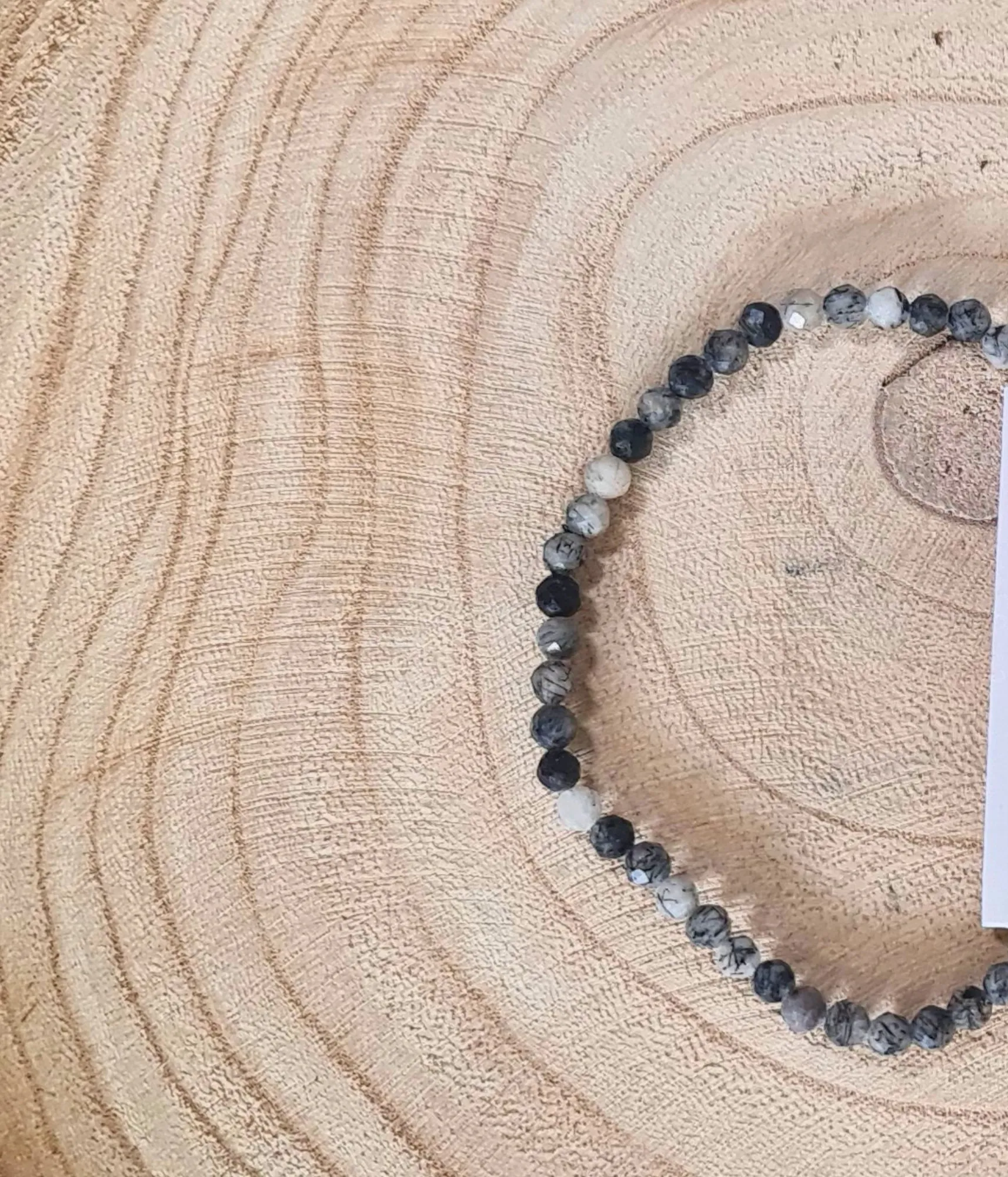 Pulsera Cuarzo Turmalinado Facetada 4mm