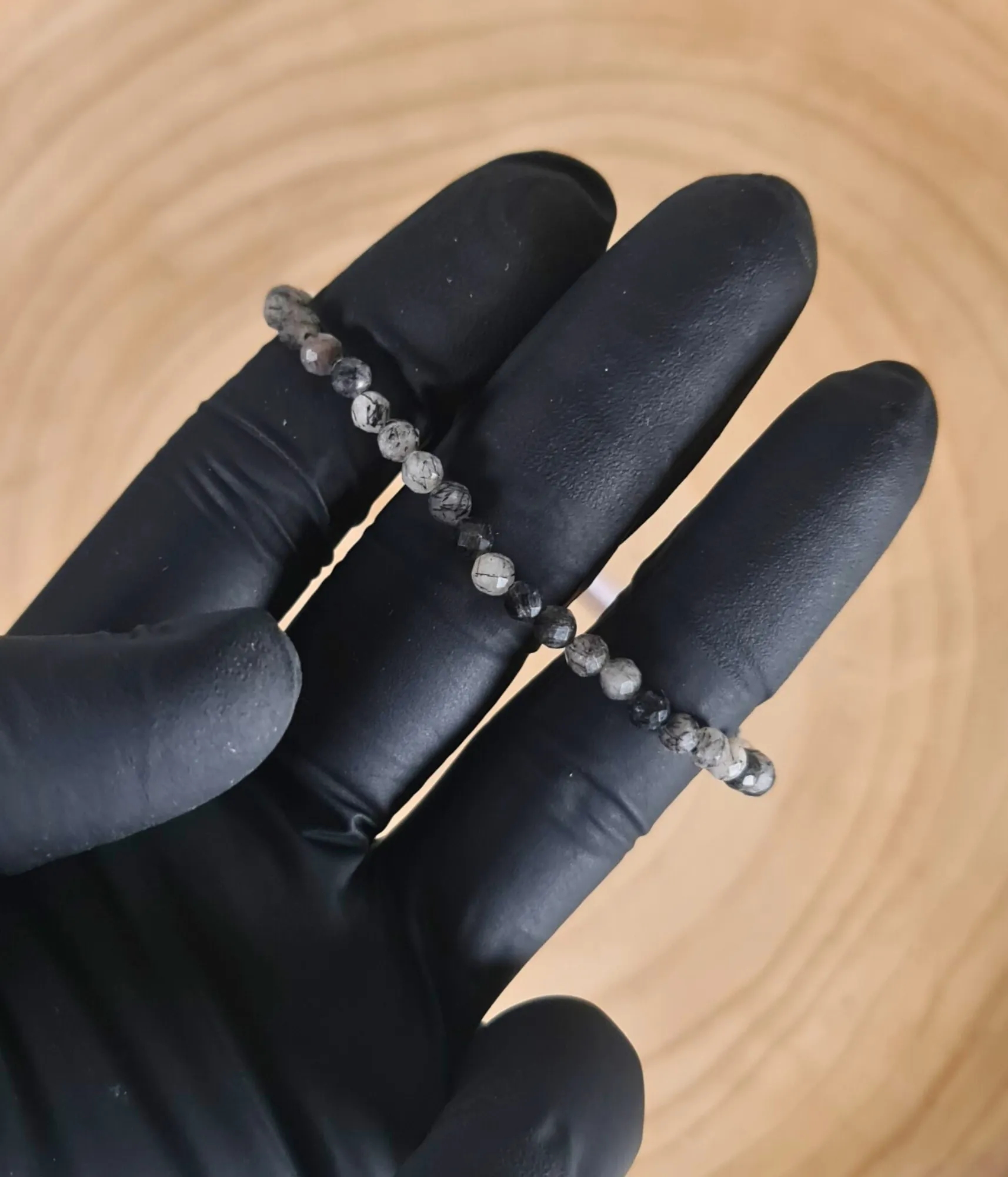 Pulsera Cuarzo Turmalinado Facetada 4mm