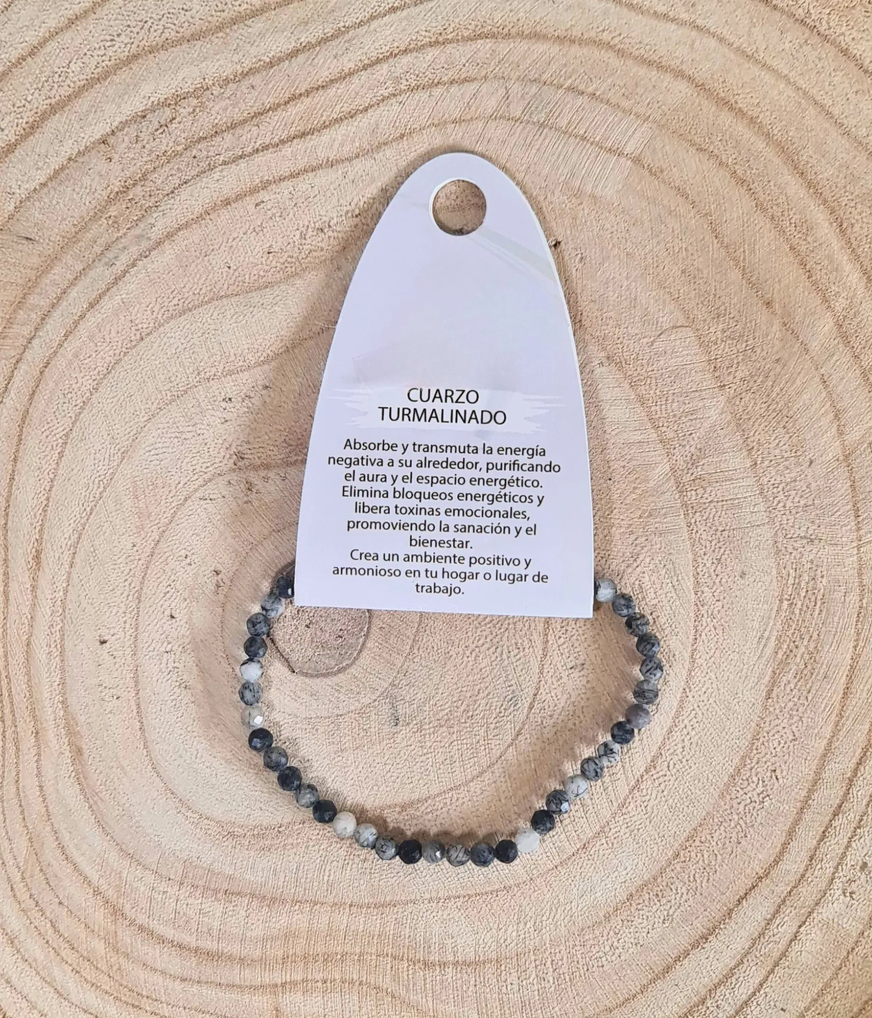 Pulsera Cuarzo Turmalinado Facetada 4mm