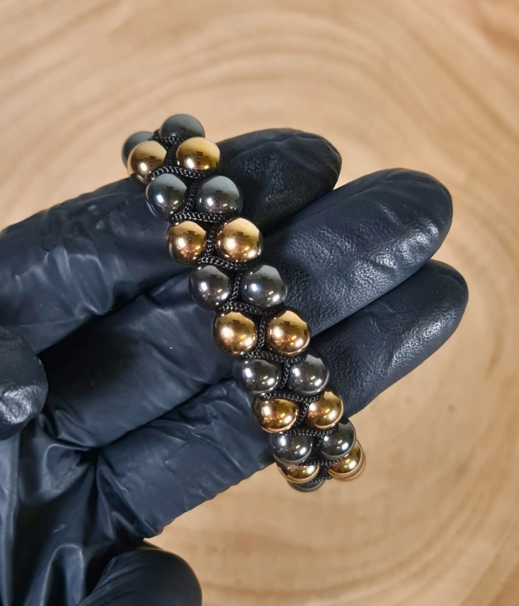 Pulsera Doble Pirita y Hematita 6mm