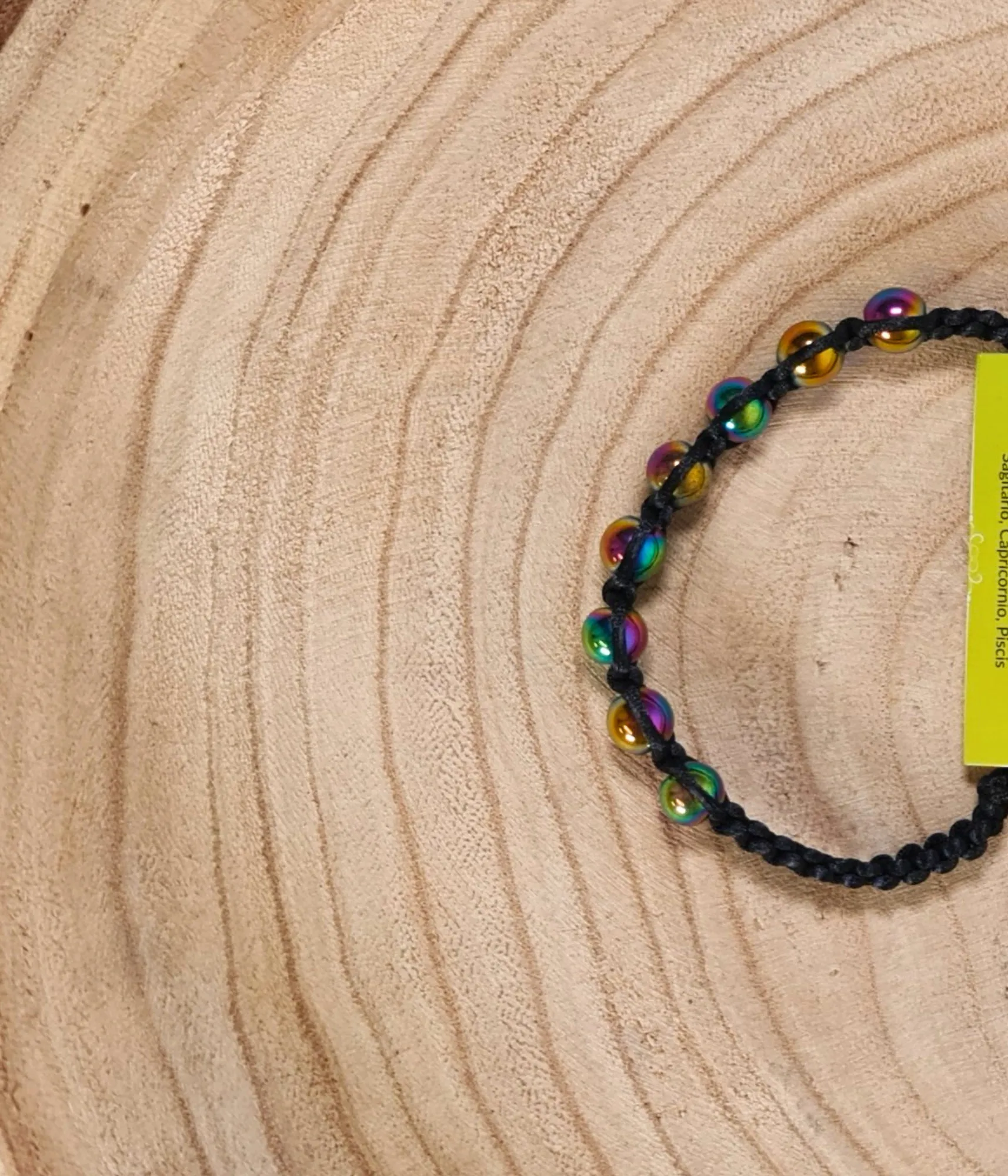 Pulsera Hematita Titanio Arcoíris Macramé 8mm