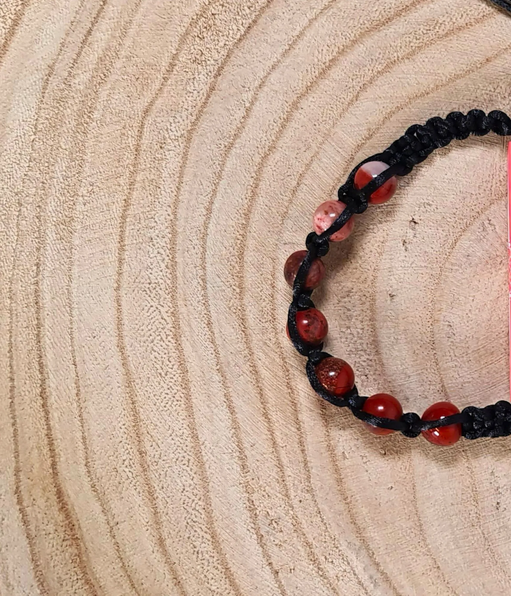 Pulsera Jaspe Rojo Macramé 8mm