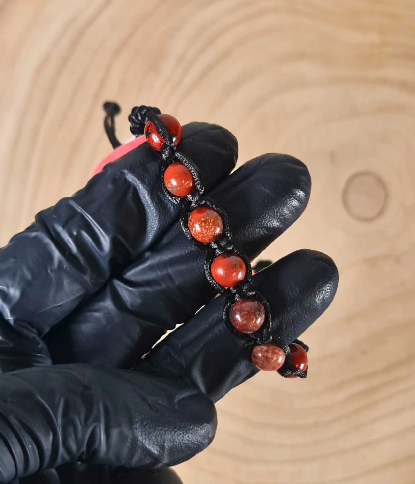 Pulsera Jaspe Rojo Macramé 8mm