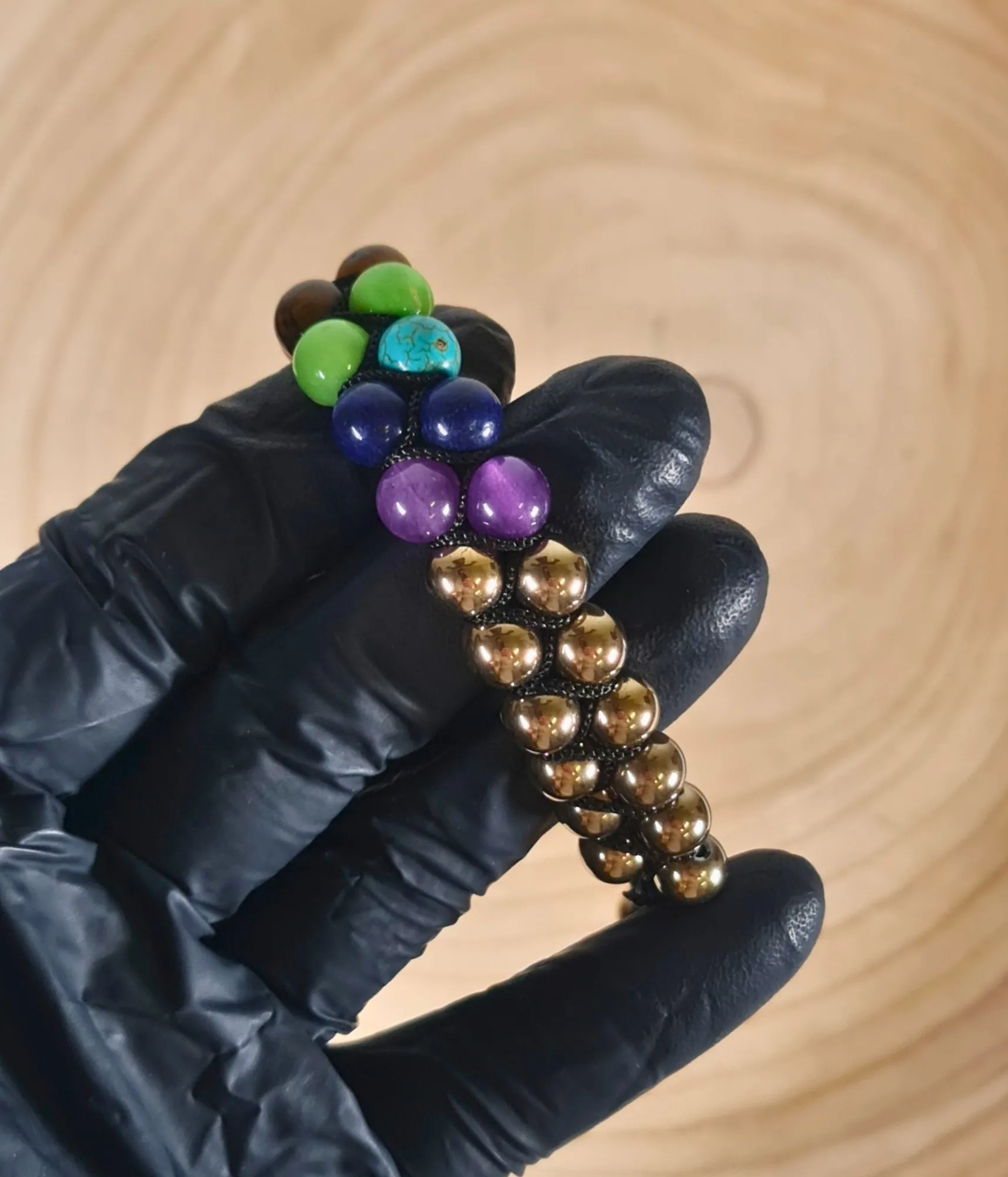 Pulsera Pirita, Hematita y 7Chakras Doble 6mm