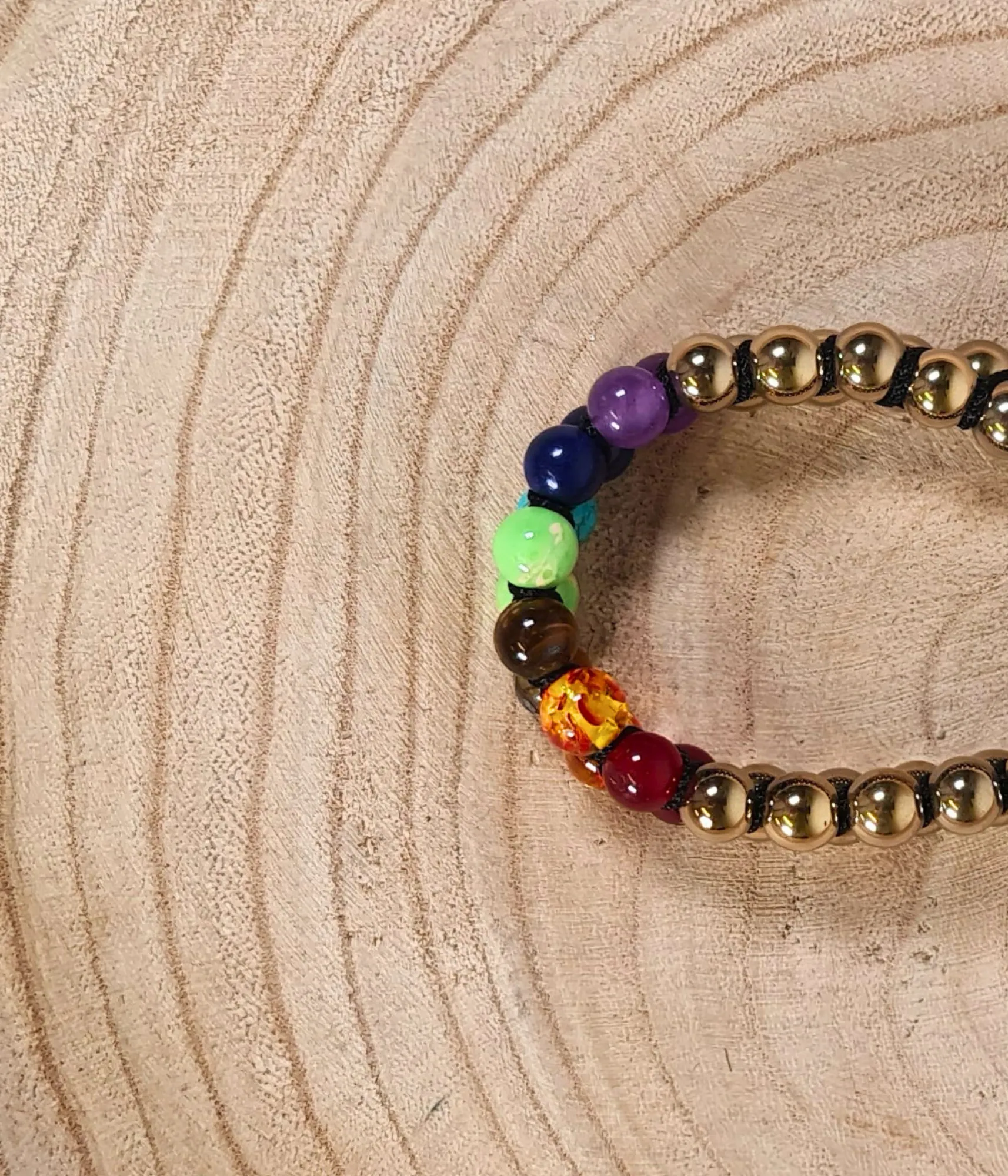 Pulsera Pirita, Hematita y 7Chakras Doble 6mm