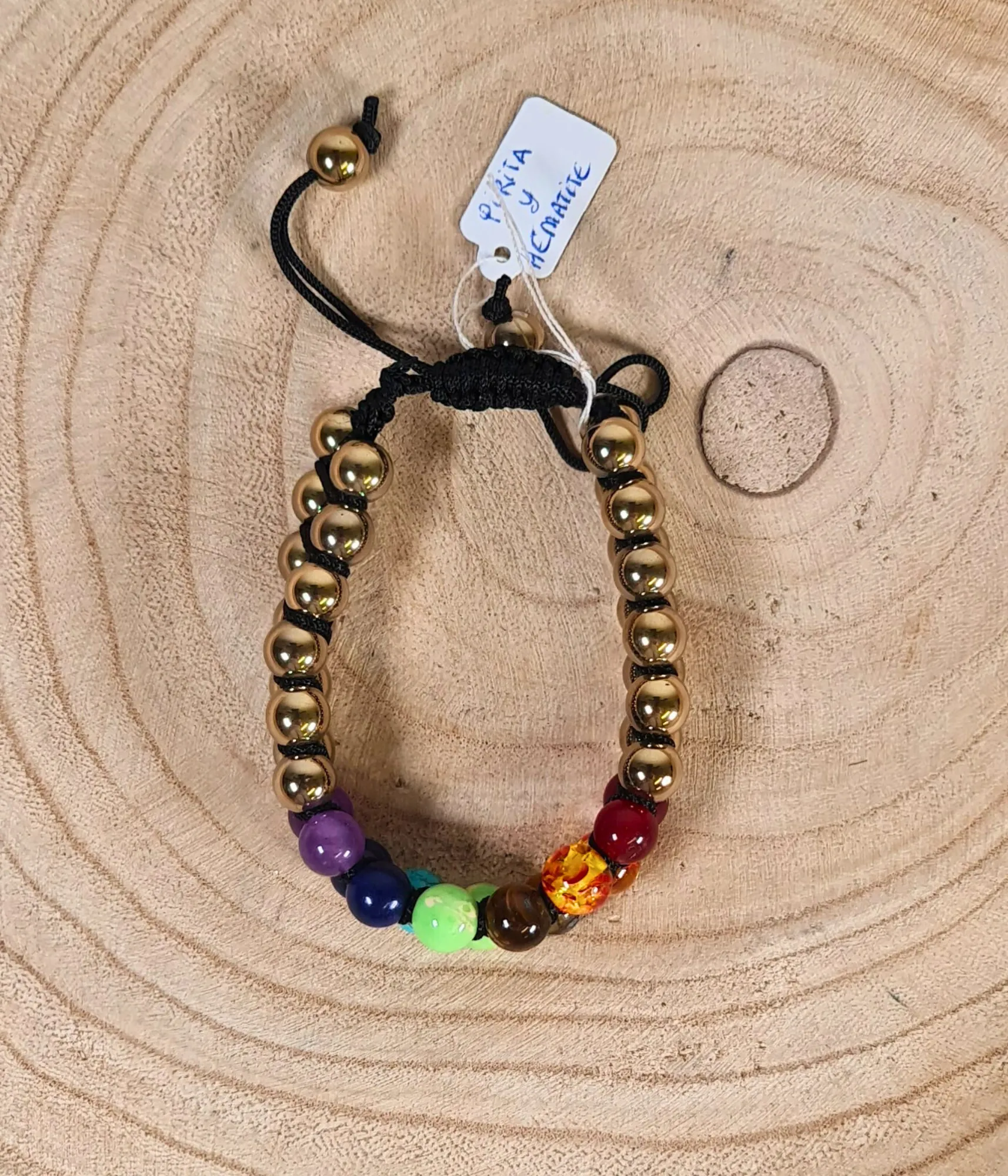 Pulsera Pirita, Hematita y 7Chakras Doble 6mm