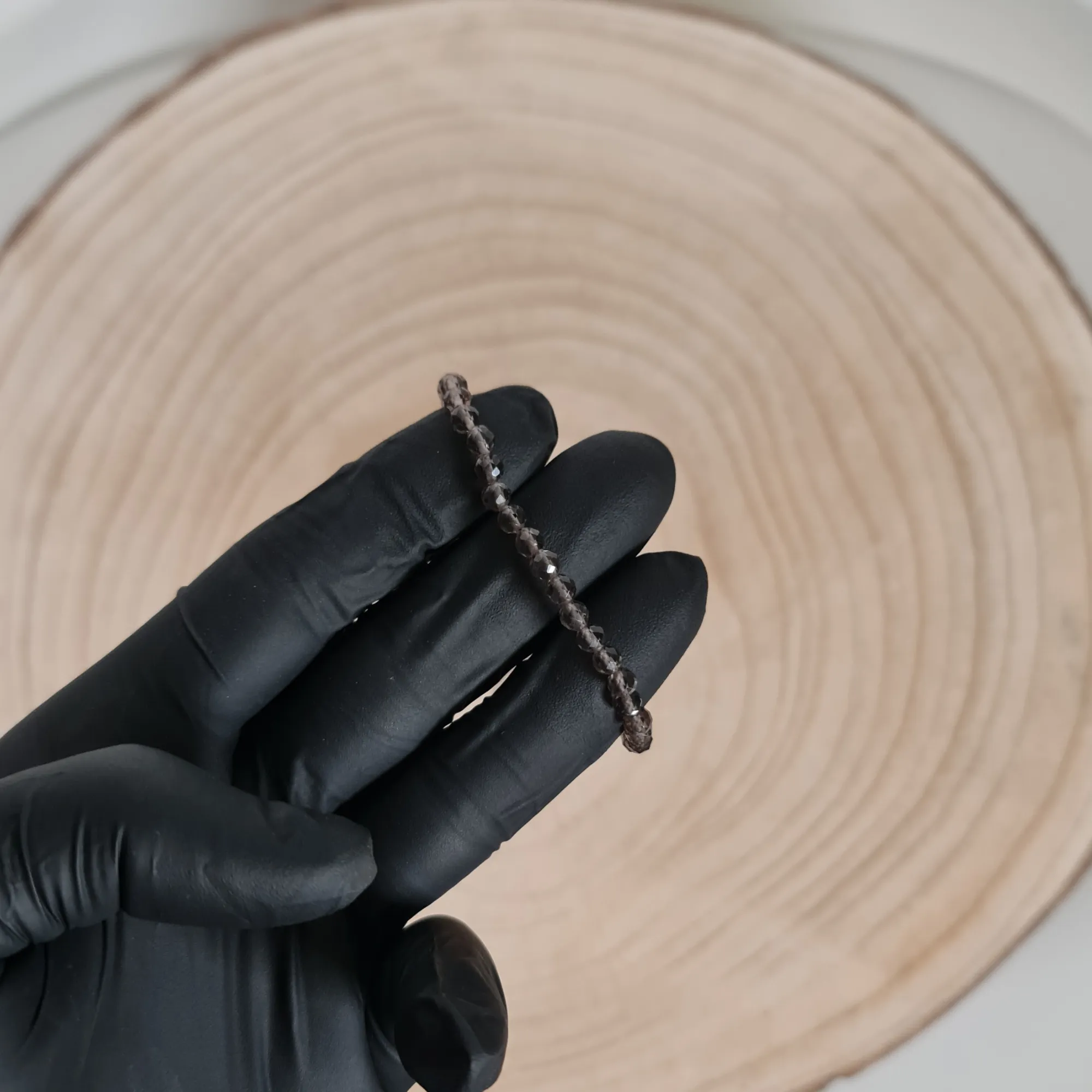 Pulsera Cuarzo Ahumado Facetada 4mm