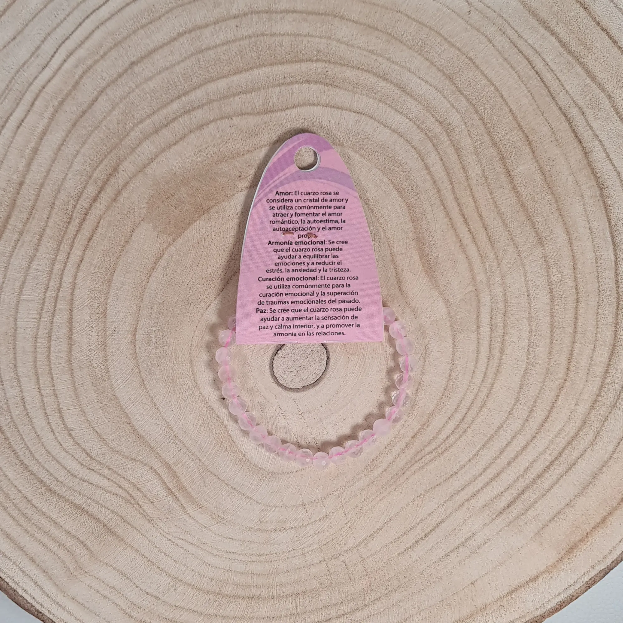 Pulsera Cuarzo Rosa Facetada 8mm