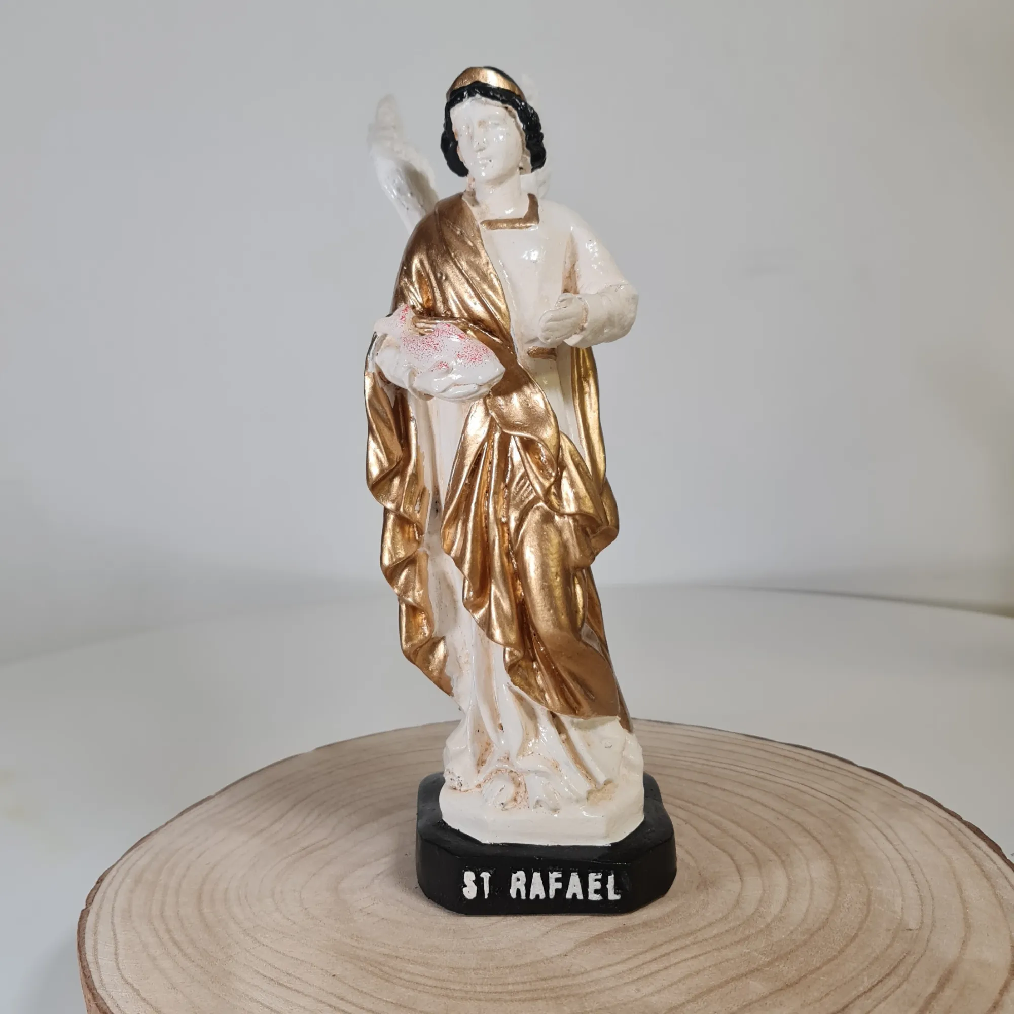 Figura San Rafael 29cm Blanco y Dorado